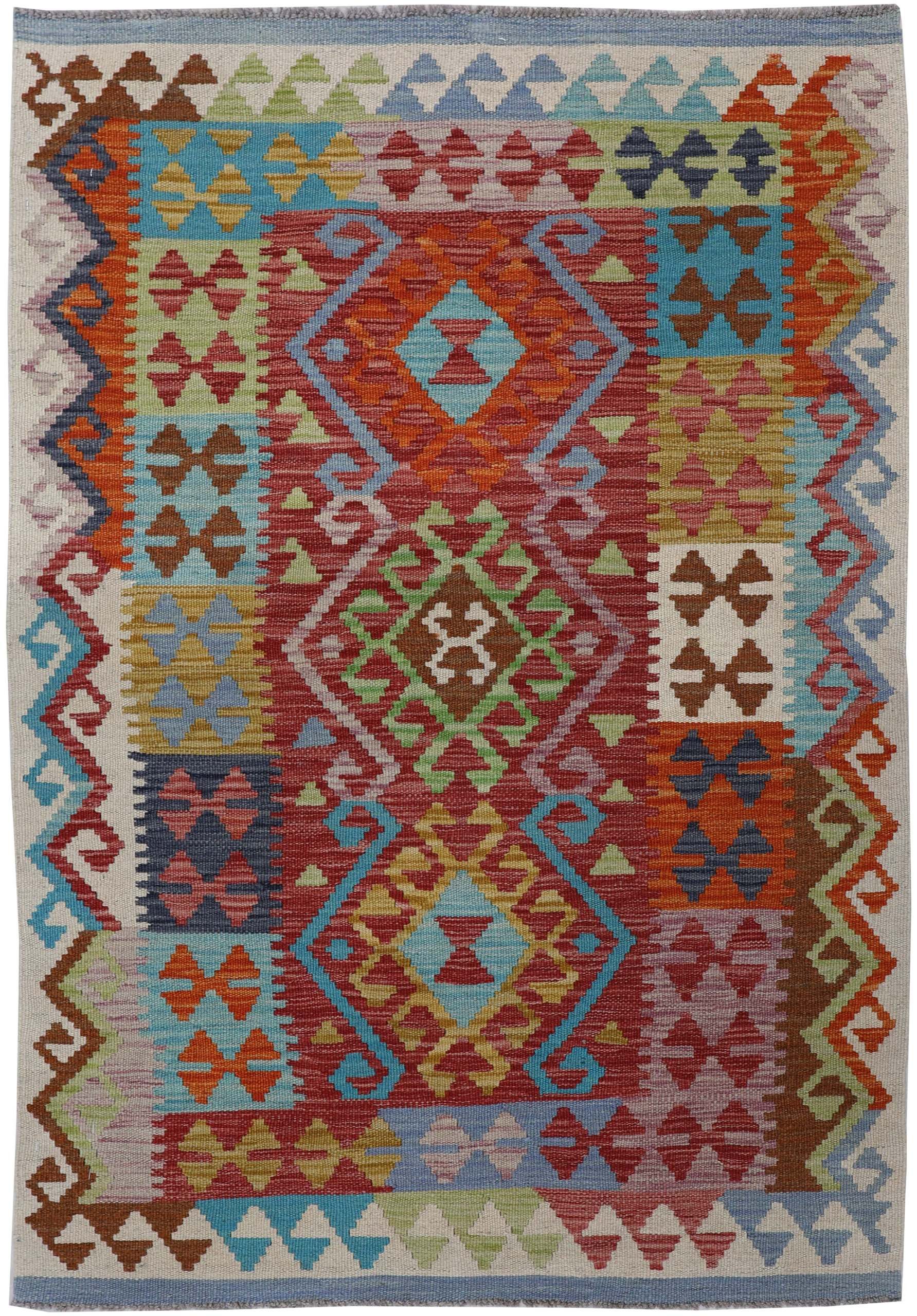 CABBEL Orientteppich 152x98 cm Kilim Multicolor Kelim Teppich Schurwolle Handgewebt Unikat, rechteckig, Höhe: 4 mm, 100% Schurwolle – weich und pflegeleicht