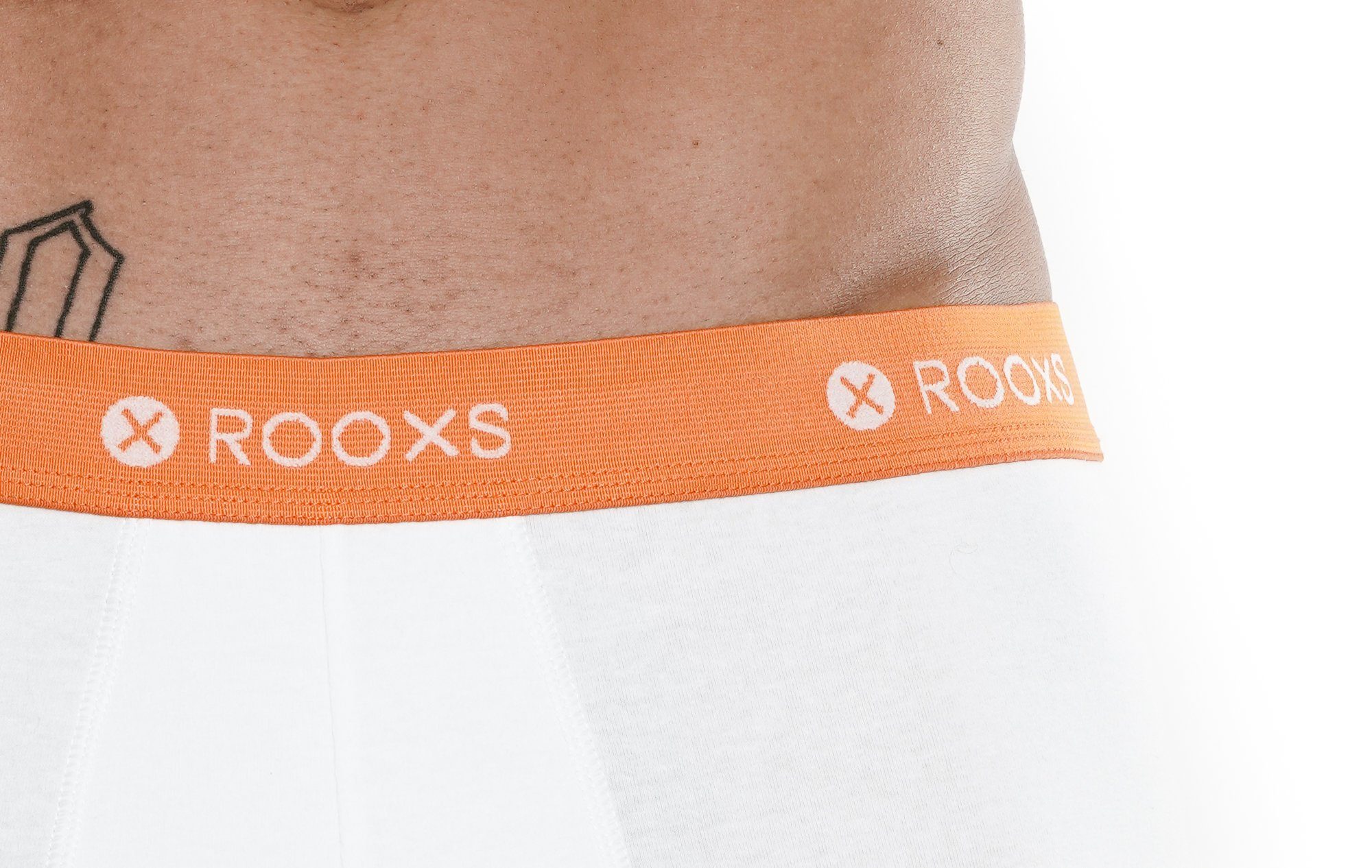 ROOXS - Herren (3-St) 03 Unterhosen Boxershorts Orange Weiß Männer Baumwolle Enge Retroshorts