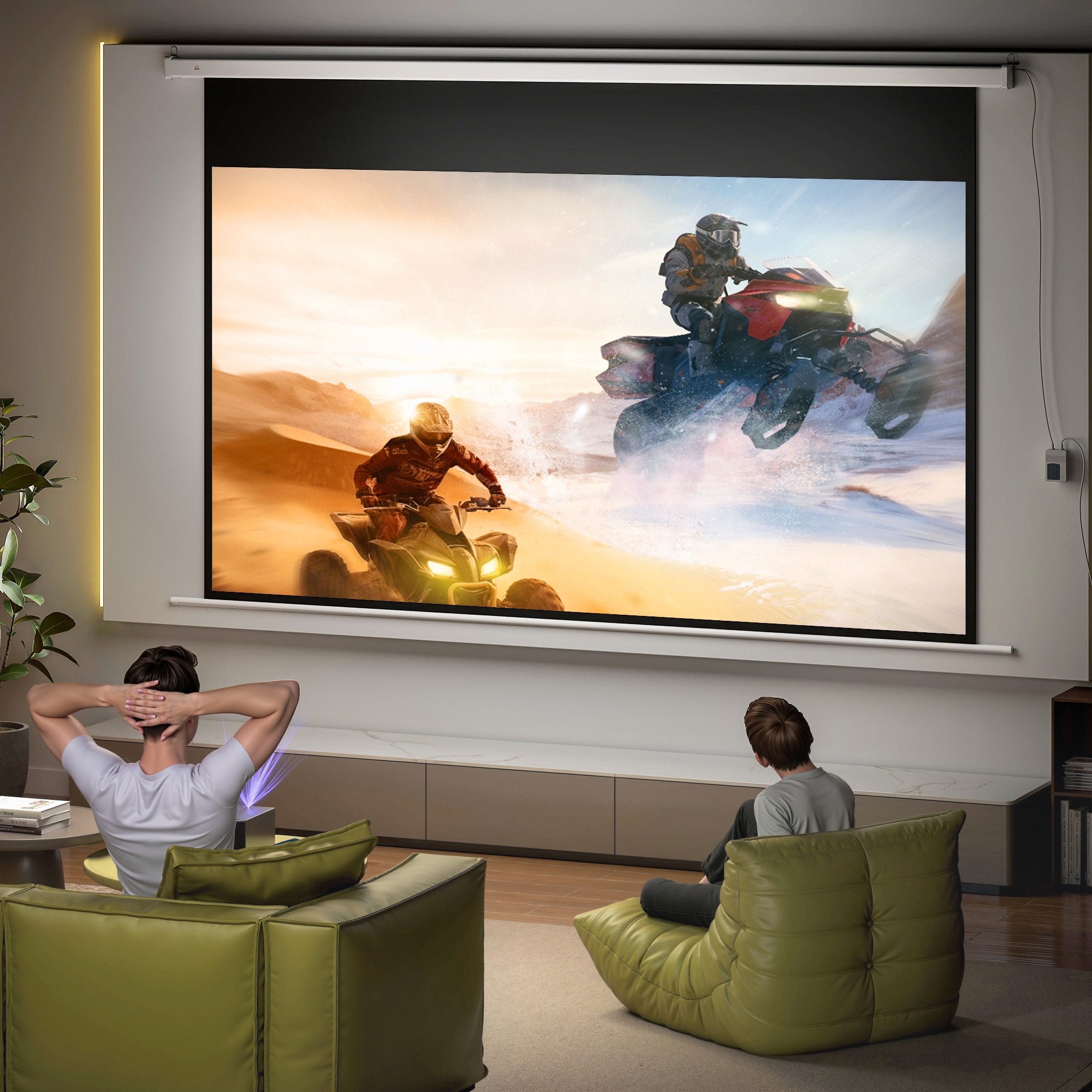 HOMCOM Leinwand Beamer 120 Zoll 16:9 4K Projektionsleinwand elektrisch, für Wand- und Deckenmontage, für Heimkino, Büro