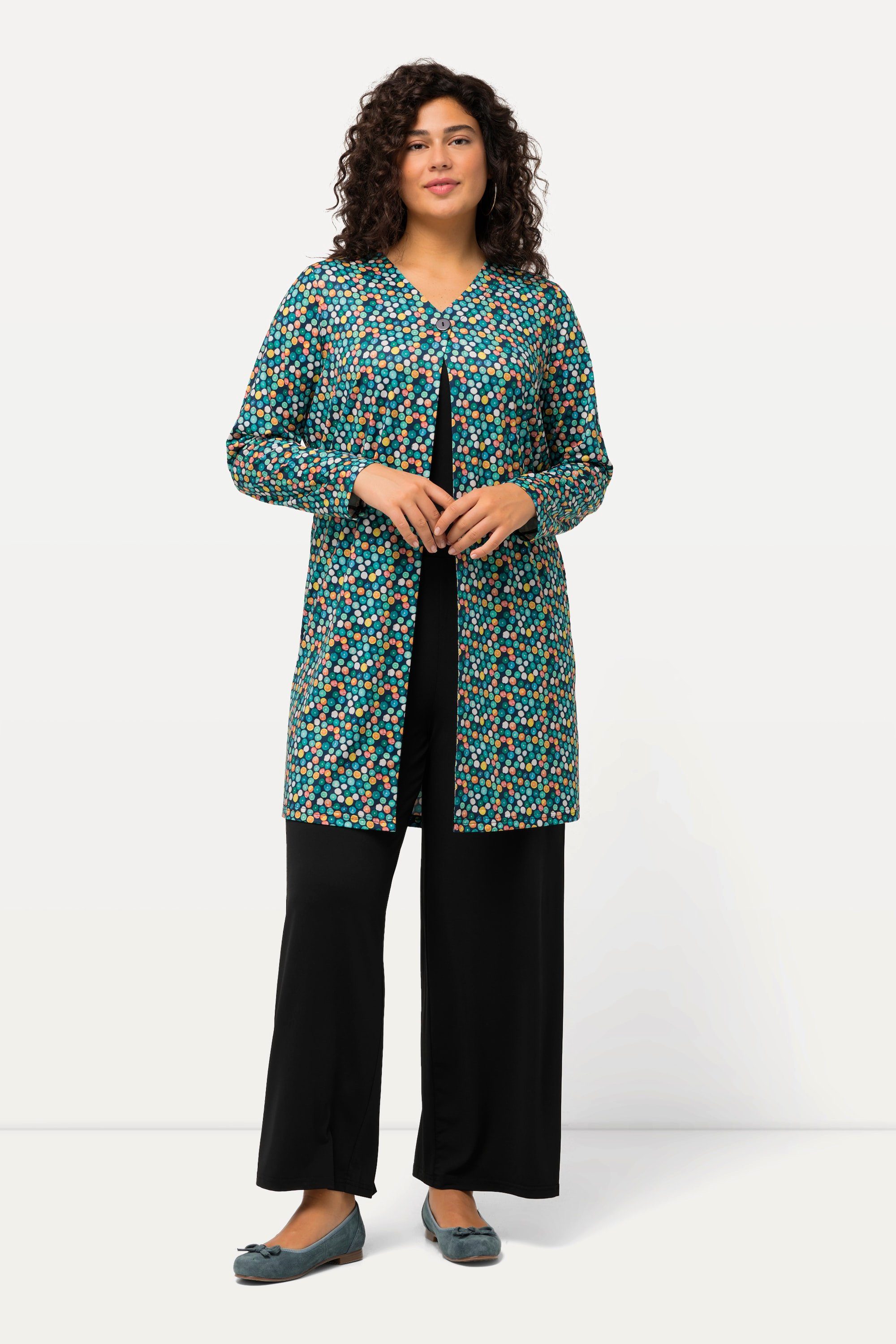Ulla Popken Longshirt Jerseyjacke Punkte A-Linie günstig online kaufen