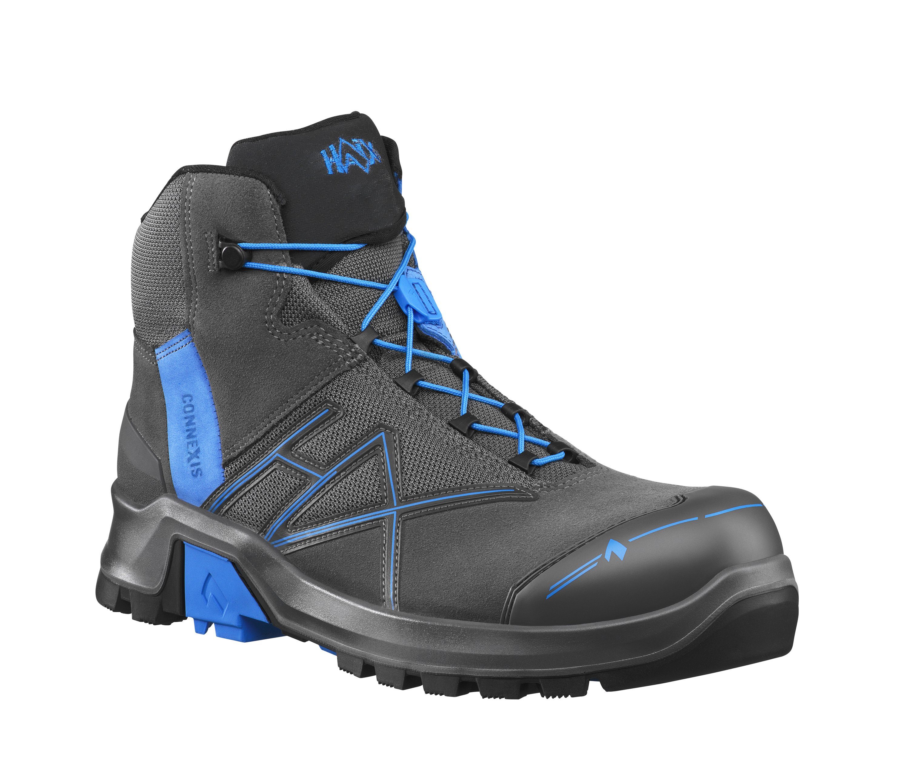 Haix CONNEXIS Safety+ GTX mid grau/blau Arbeitsschuh