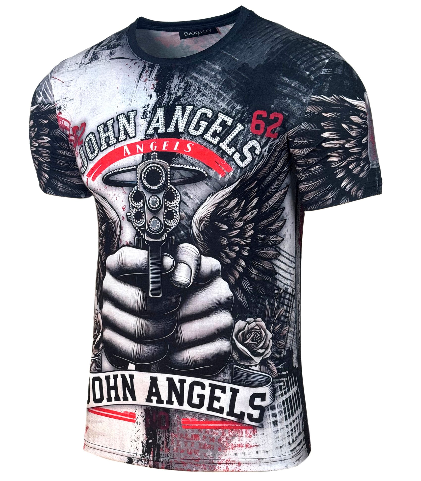 Baxboy T-Shirt Baxboy Moderner Männer Kurzarm Allover Print T-Shirt 220-229