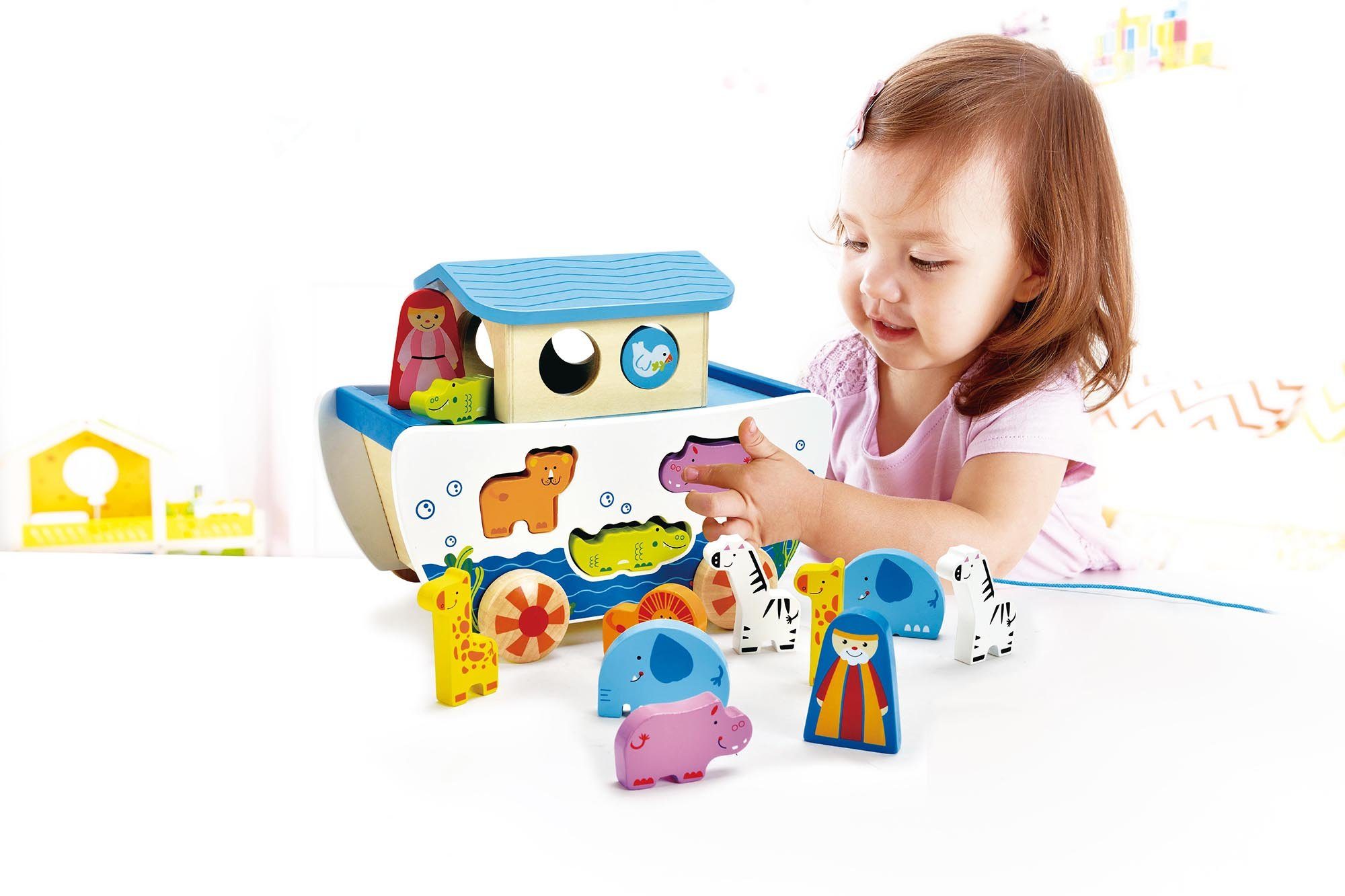 Hape Nachziehfahrzeug Nachzieh-Arche, Fördert Feinmotorik und günstig online kaufen