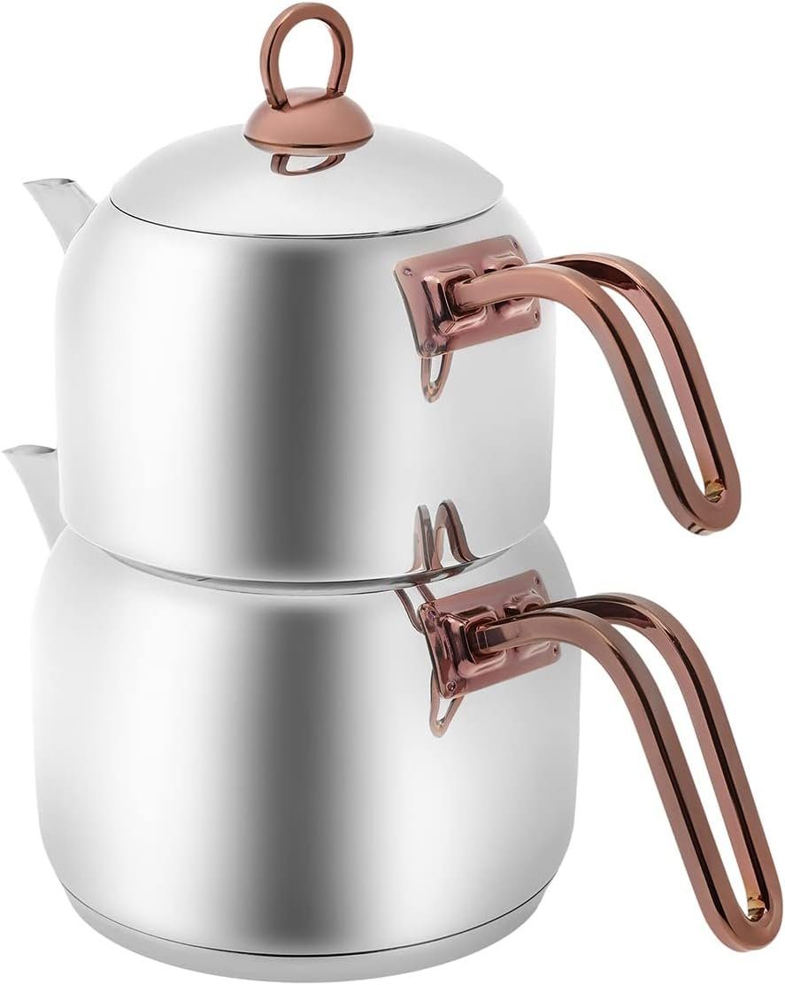 Karaca Teekanne Karaca Urban Edelstahl-Teekannen-Set, 3.3L, Induktion, Rosegold-Optik