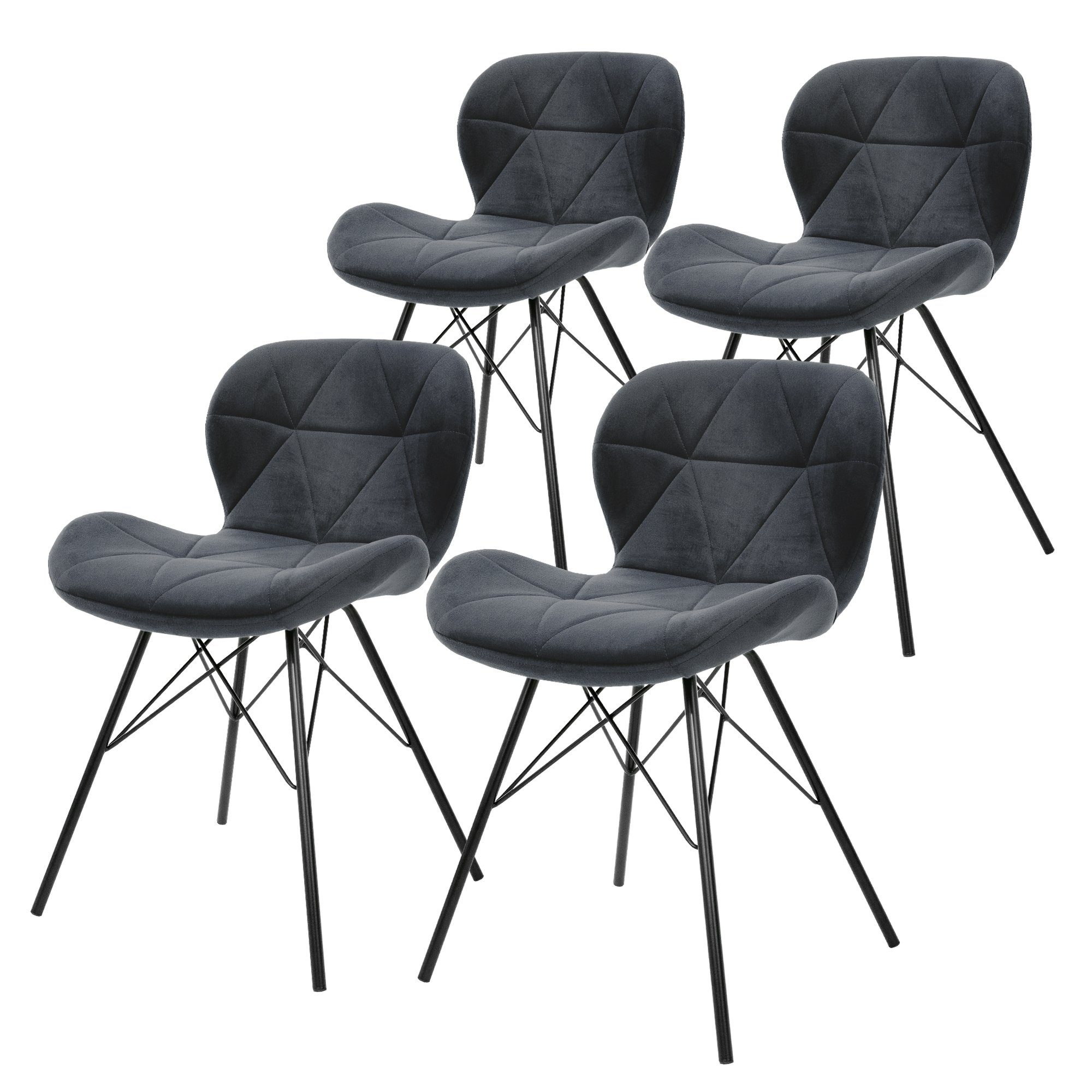 ML-DESIGN Stuhl Esszimmerstühle Polsterstuhl Esszimmerstuhl Wohnzimmerstuhl (4er Set), 4er Set Anthrazit Samtbezug Metallbeine ergonomisch