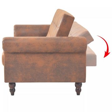 vidaXL Sofa Schlafsofa mit Armlehnen Kunstleder braun Schlafcouch Schlaffunktion