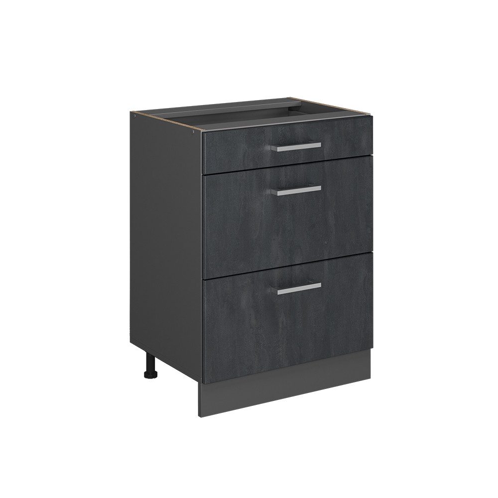 Vicco Unterschrank R-Line, Schwarz Beton/Anthrazit, 60 cm ohne Arbeitsplatte (1-St)
