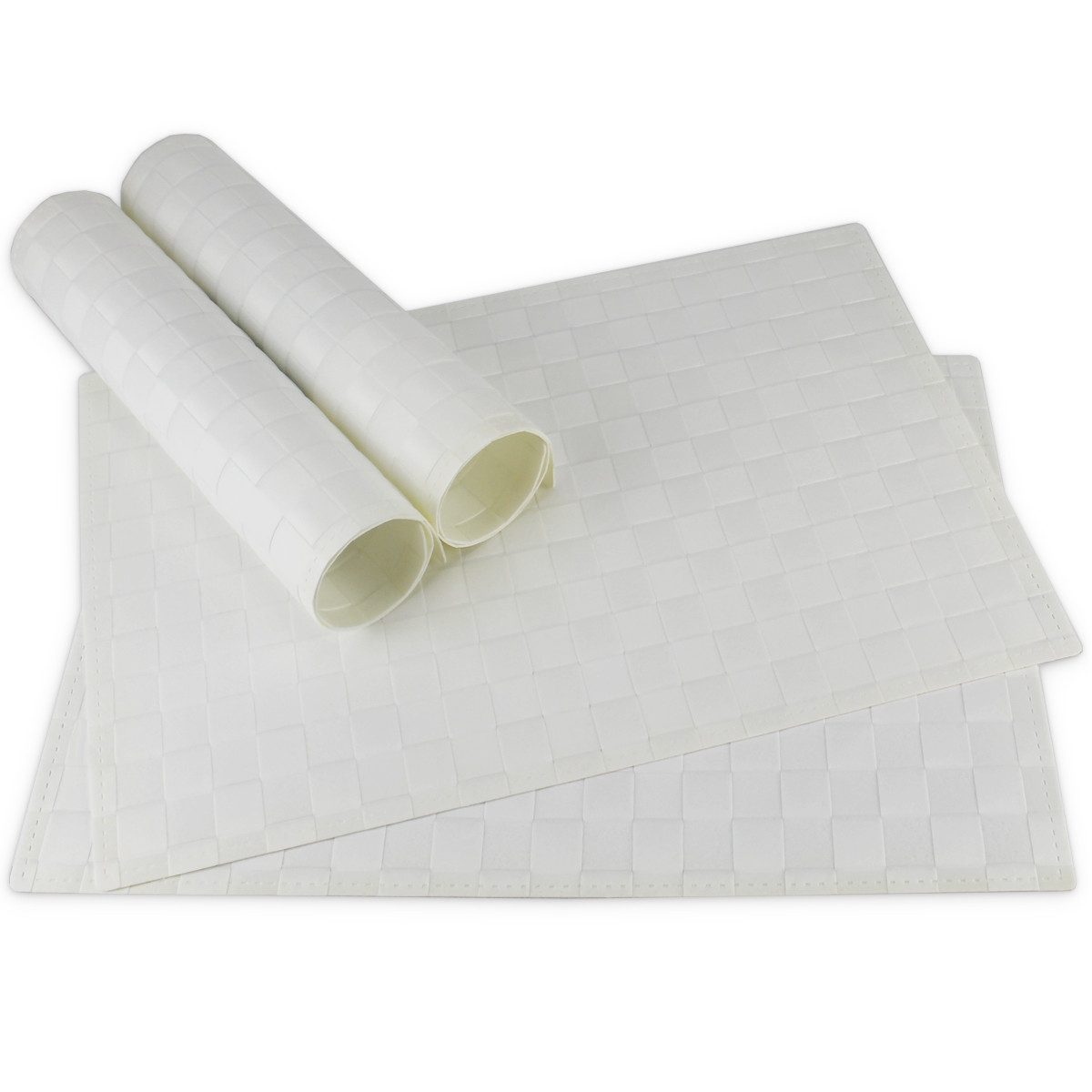 matches21 HOME & HOBBY Platzset Tischsets MODERN 4er Set Weiß als Tischuntersetzer, (4-St), Abwaschbare Platzsets als Tischunterlagen für Ess-Tisch Tisch-Deko