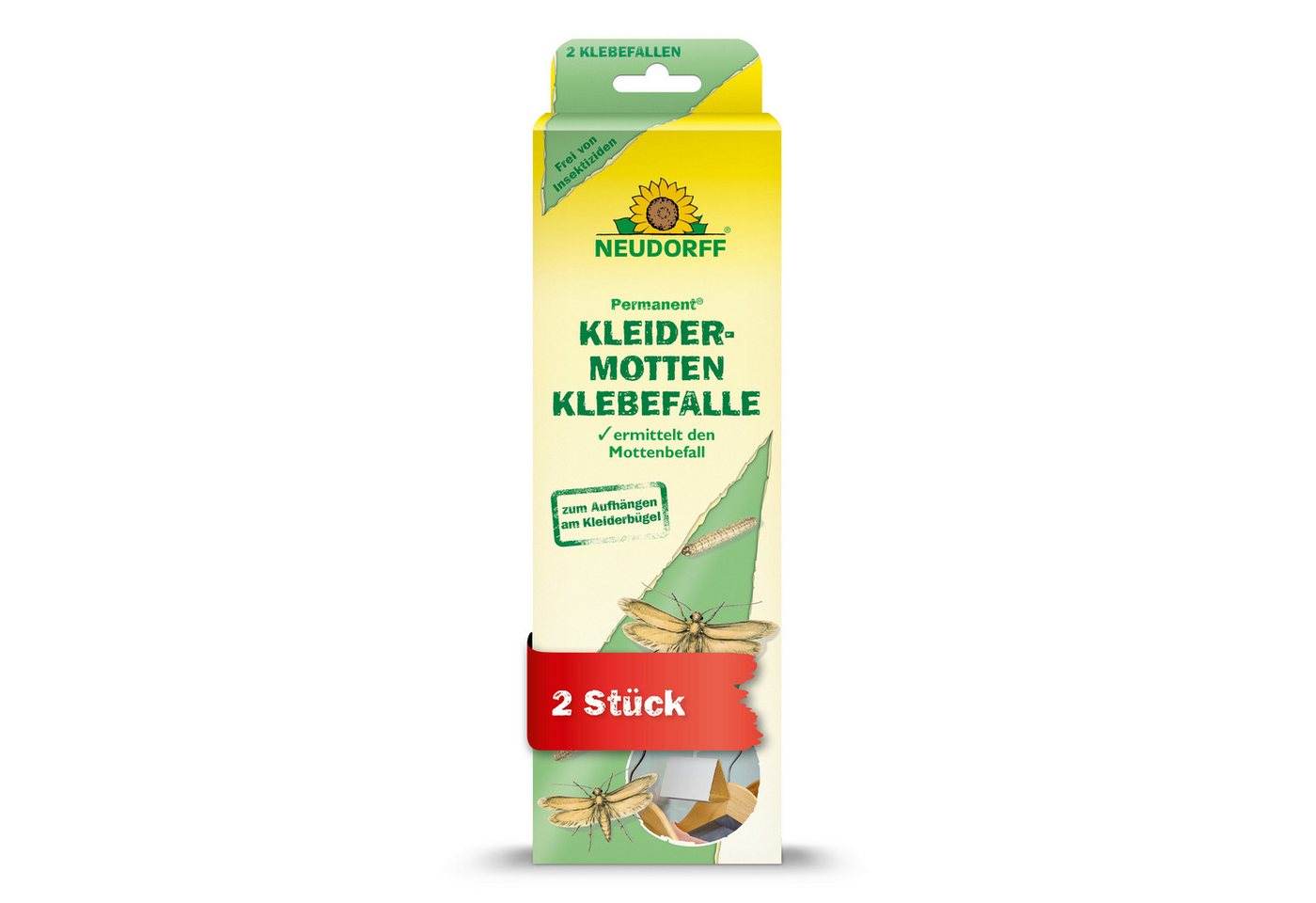 Neudorff Klebefalle Permanent KleidermottenKlebefalle 2 St., Frei von Insektiziden, ermittelt den Mottenbefall, Zum Aufhängen