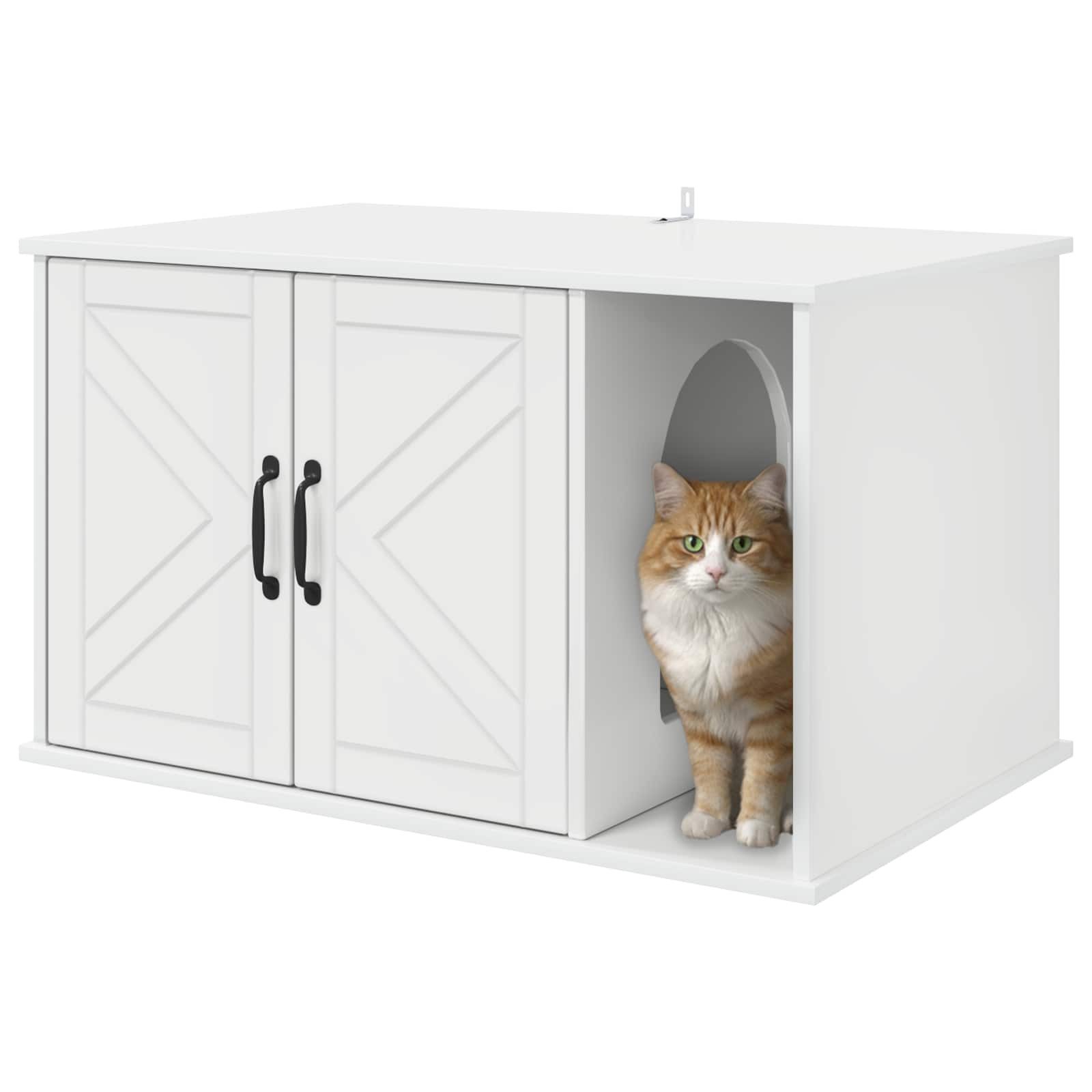 vidaXL Tierkorb 85 x 55 x 50,5 cm Katzenhaus Glänzend Weiß 85x55x50 cm Spanplatte