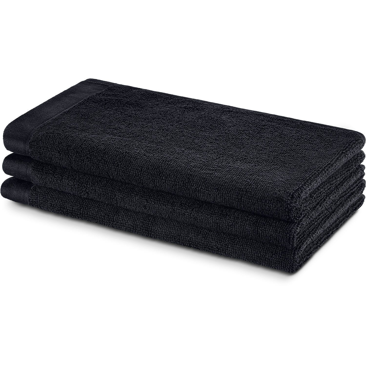 herzbach home Gästehandtücher Deep Black 30x50 cm, (3-St), 500g/m², Premium-Qualität, 100% Baumwolle, einfarbig
