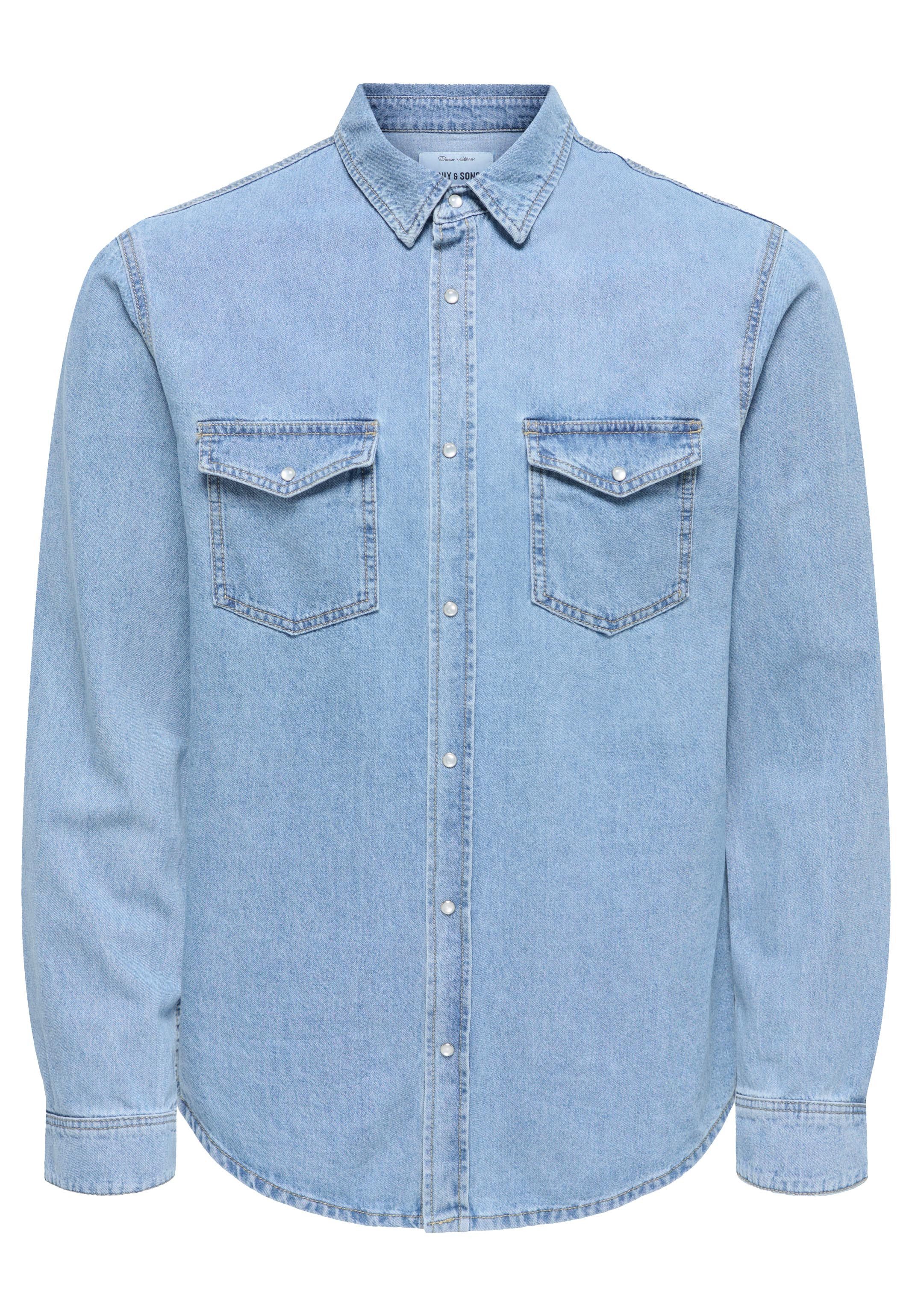 ONLY & SONS Jeanshemd Bane (1-tlg) Jeanshemd - Baumwolle - Blickdicht - Klassischer Denim Look