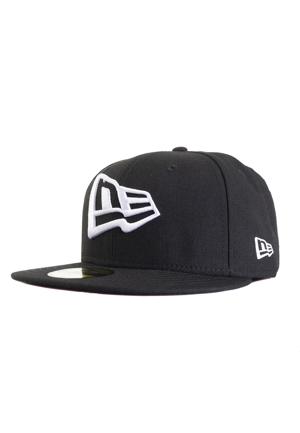 New Era Fitted Cap New Era 59Fifty Cap NE FLAG Schwarz Weiß, Details:  schweißabsorbierendes Innenband