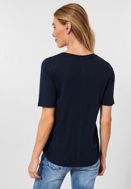 Cecil T-Shirt Cecil Shirt mit Frontprint in Deep Blue (1-tlg) Locker geschnitten
