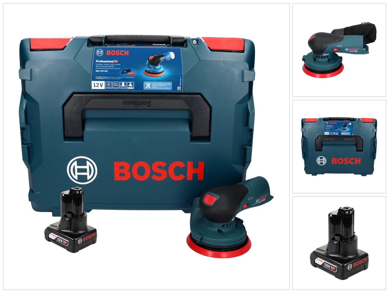 Bosch Professional Akku-Exzenterschleifer GEX 12V-125 Professional 12 V 125 mm Brushless + 1x Akku 6,0 Ah