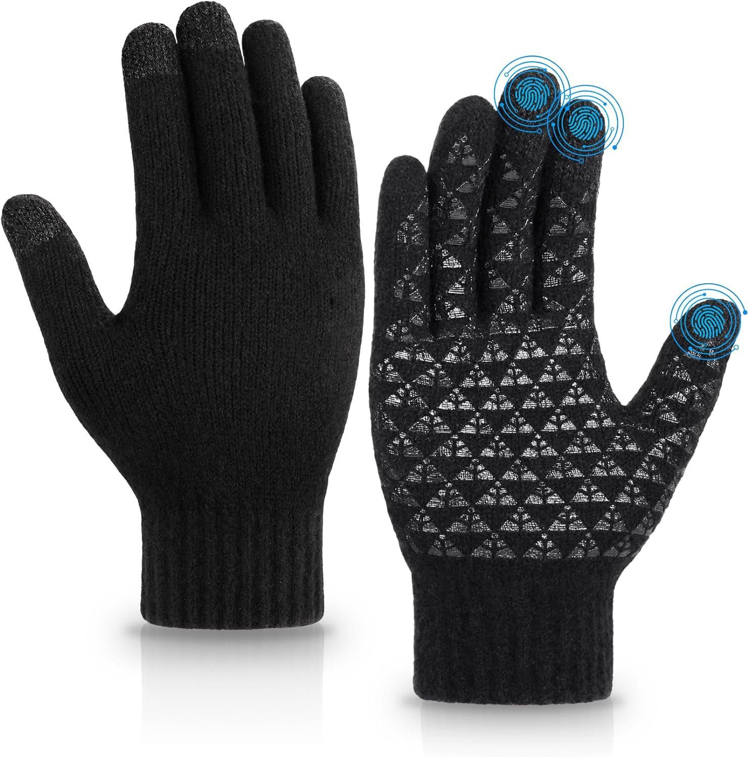 Alster  Herz Alster Herz Strickhandschuhe Warme Winter Touchscreen Handschuhe mit Futter, A0515 Anti-Rutsch, Thermohandschuhe