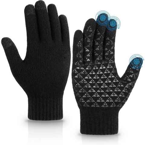 Alster Herz Strickhandschuhe Warme Winter Touchscreen Handschuhe mit Futter, A0515 Anti-Rutsch, Thermohandschuhe