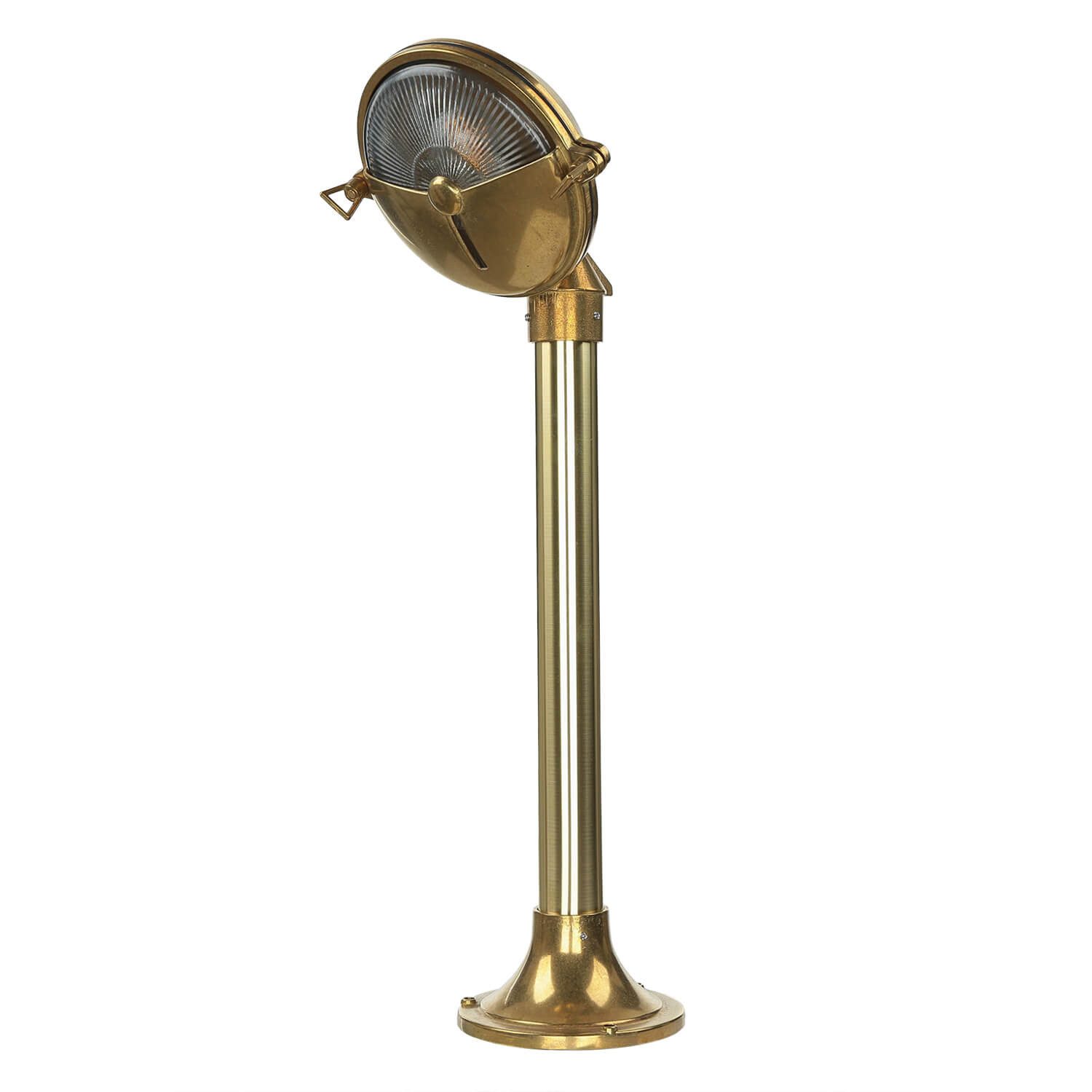 Licht-Erlebnisse Außen-Stehlampe KARPAHTOS, ohne Leuchtmittel, Stehlampe Messing maritim wetterfest Wegeleuchte Garten Lampe