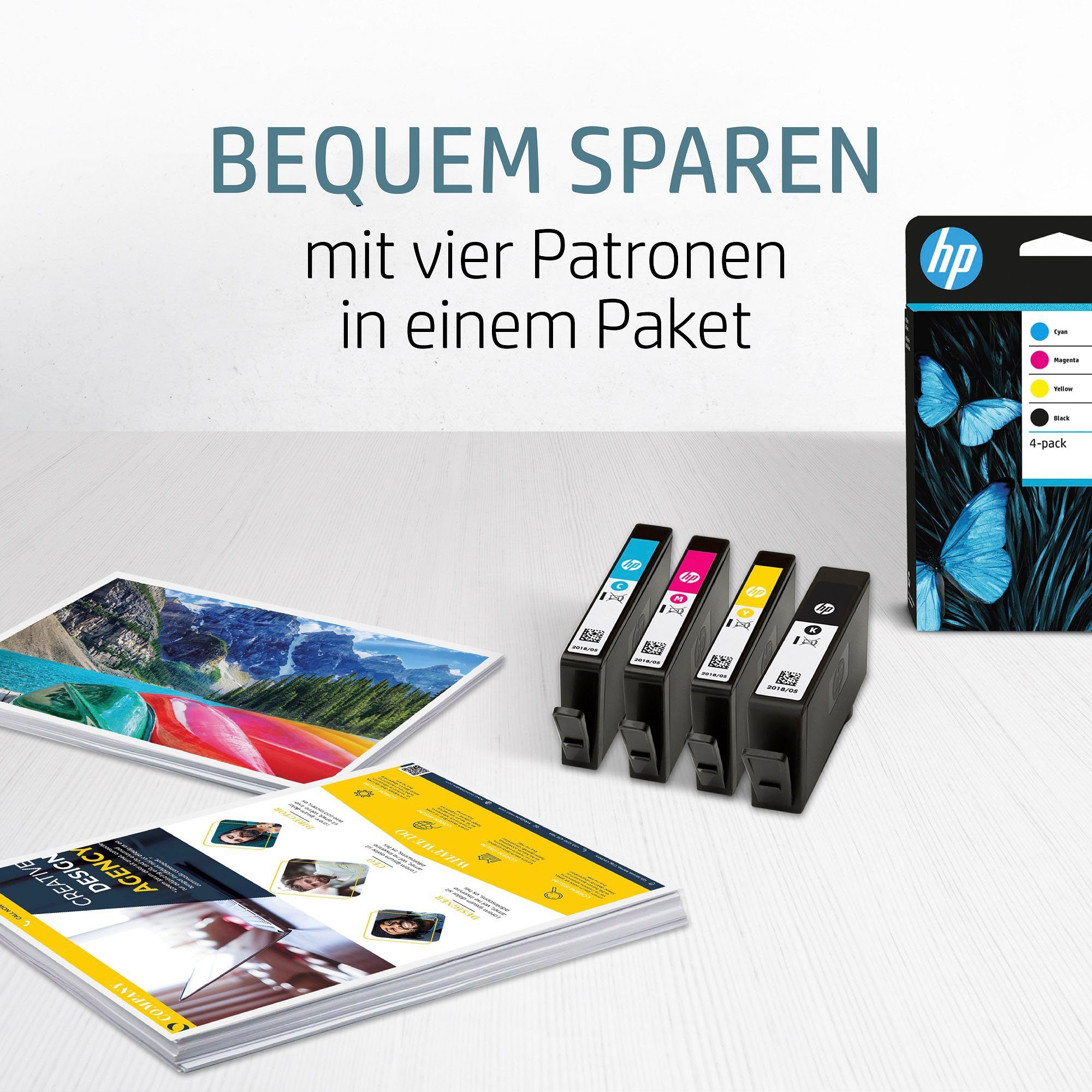 HP HP original Druckerpatrone 303 combo B/Y/M/C Tintenpatrone (Spar-Set, 2-tlg., 3 Probemonate gratis* drucken)