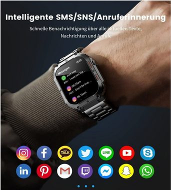 Lige Smartwatch, Premium Herren Mit Telefonfunktion Schrittzähler Fitness Tracker