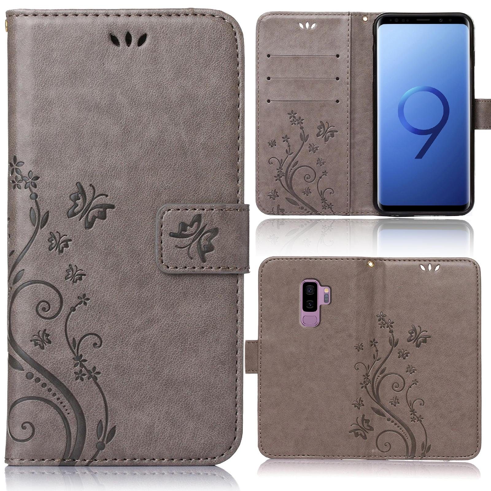 Numerva Handyhülle Bookstyle Flower für Samsung Galaxy S9 Plus, Handy Tasche Schutzhülle Klapphülle Flip Cover mit Blumenmuster