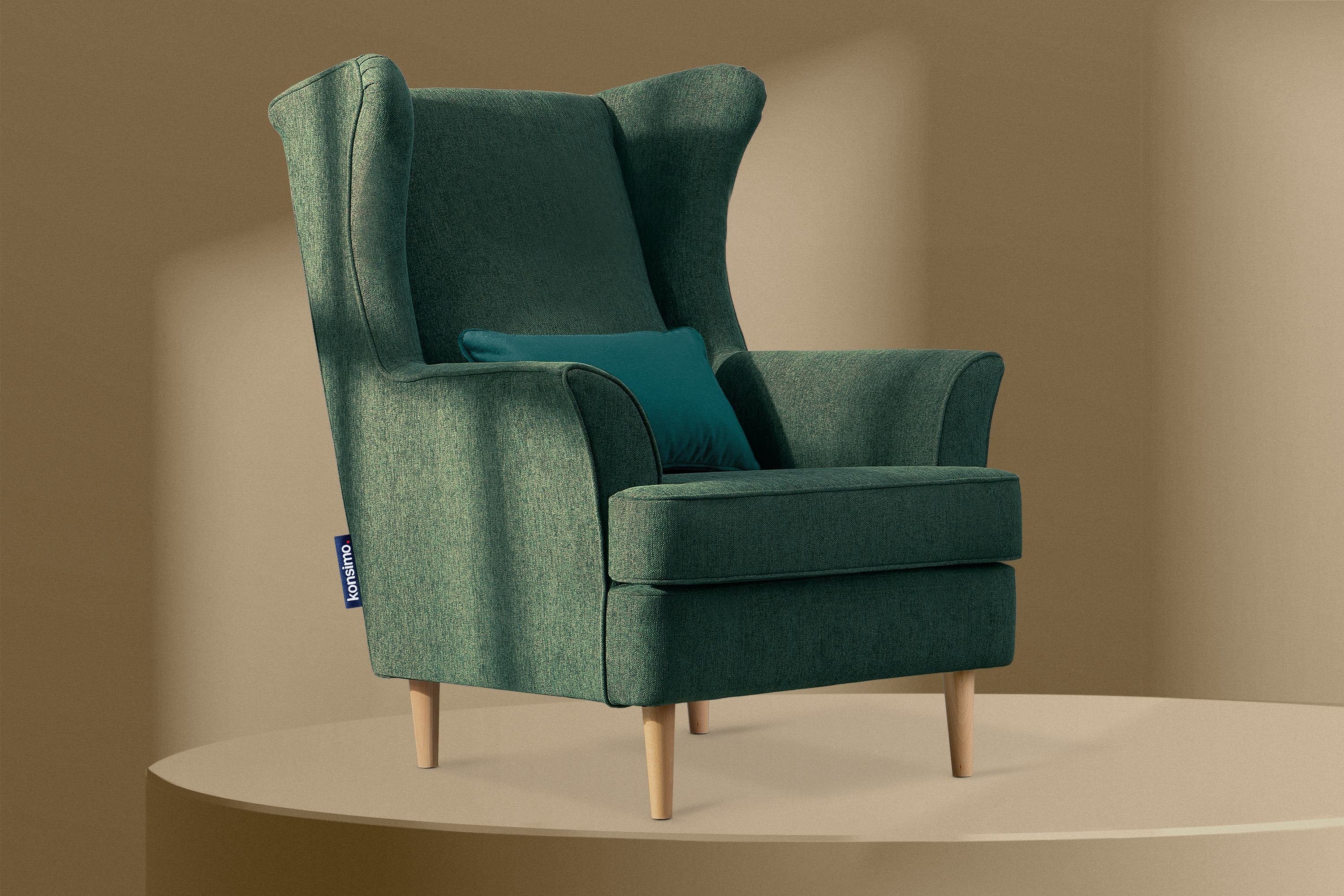 zeitloses hohe Kissen inklusive Sessel, Füße, Ohrensessel Design, STRALIS dekorativem Konsimo