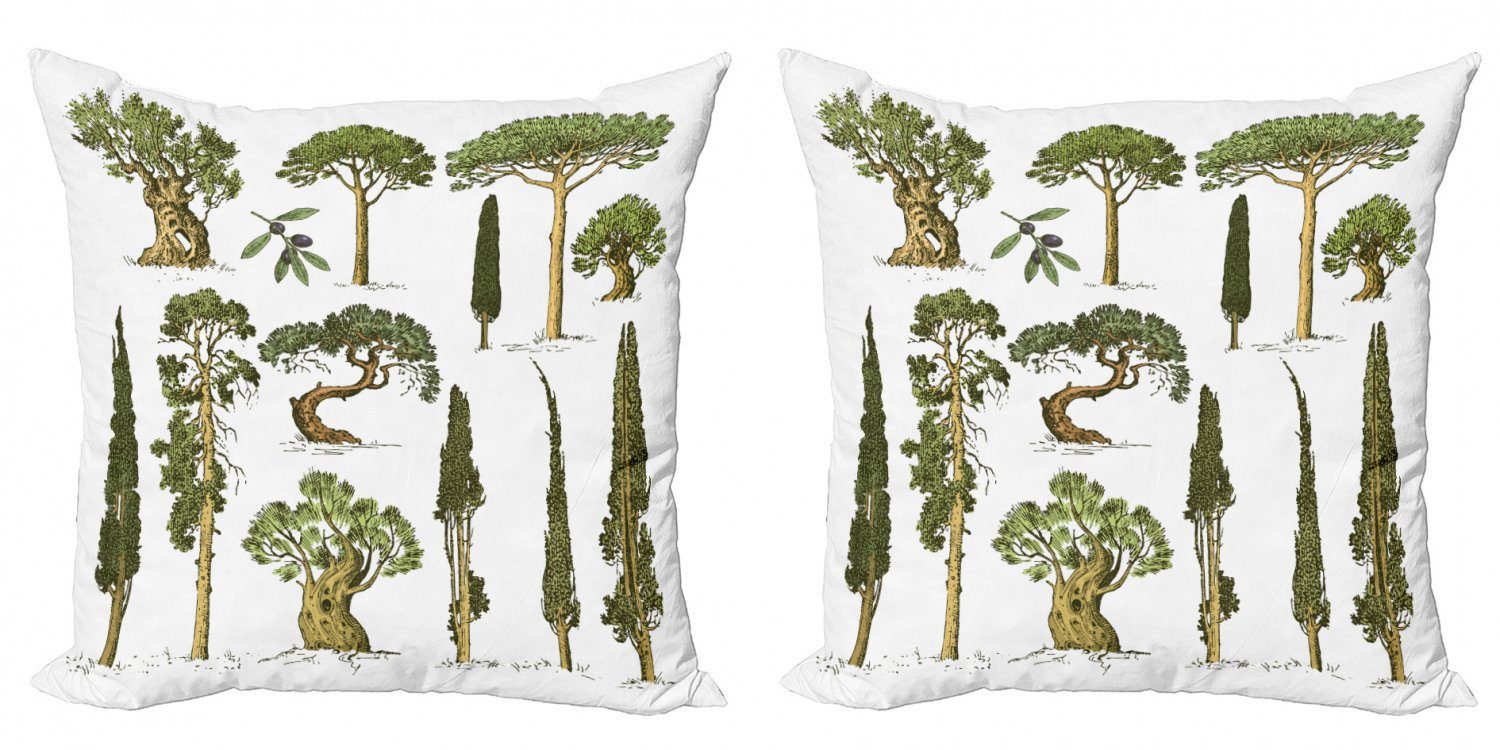 Waldwachstum Abakuhaus Modern Digitaldruck, (2 Ökologie Accent Stück), Doppelseitiger Kissenbezüge Baum