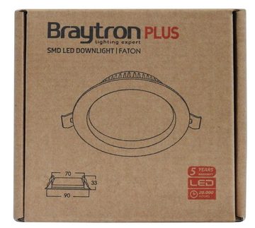 Braytron LED Einbaustrahler 8W LED Panel FATON Spot Einbauleuchte Ø90mm 800 lm Deckenleuchte Rund