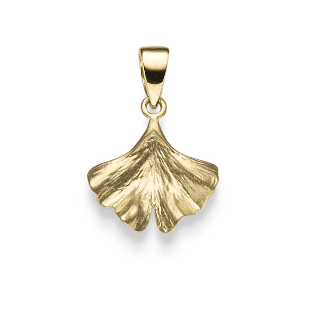 Kettenanhänger Anhänger Ginkoblatt 12x17mm, 585 Gelbgold