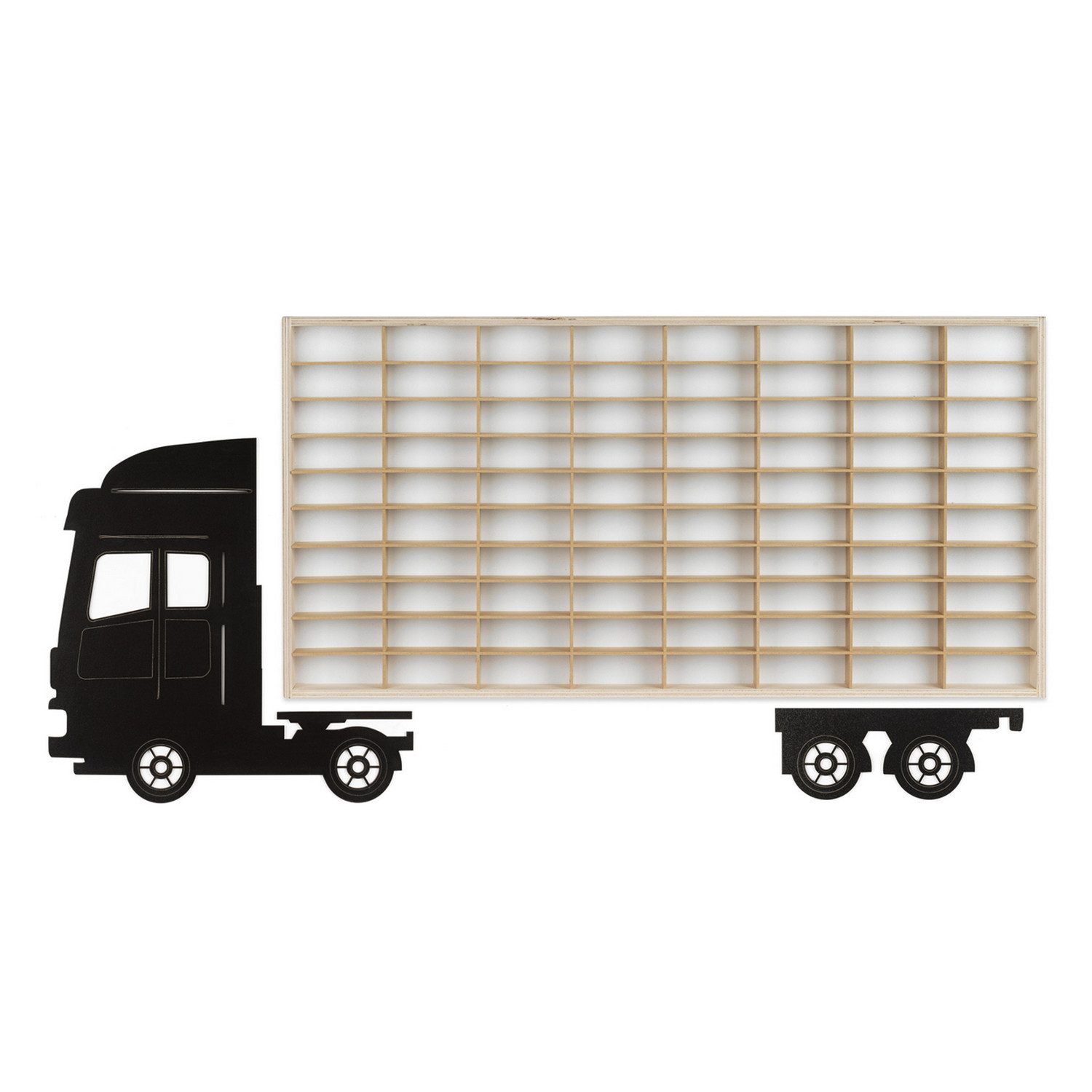 ART TWIST HOME Wandregal Modellauto Display-Regal 80 Fächer 1:64 Autos Holz 78x40cm Wand, Sammelvitrine TIR Schwarz Setzkasten Aufbewahrung Kinderzimmer