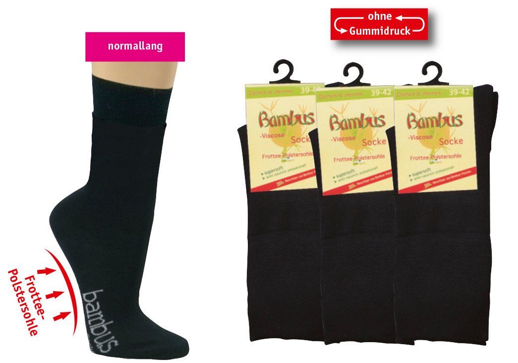Basicsocken Viskose Frottee Polstersohle Komfortbund Bambussocken Damen Herren
