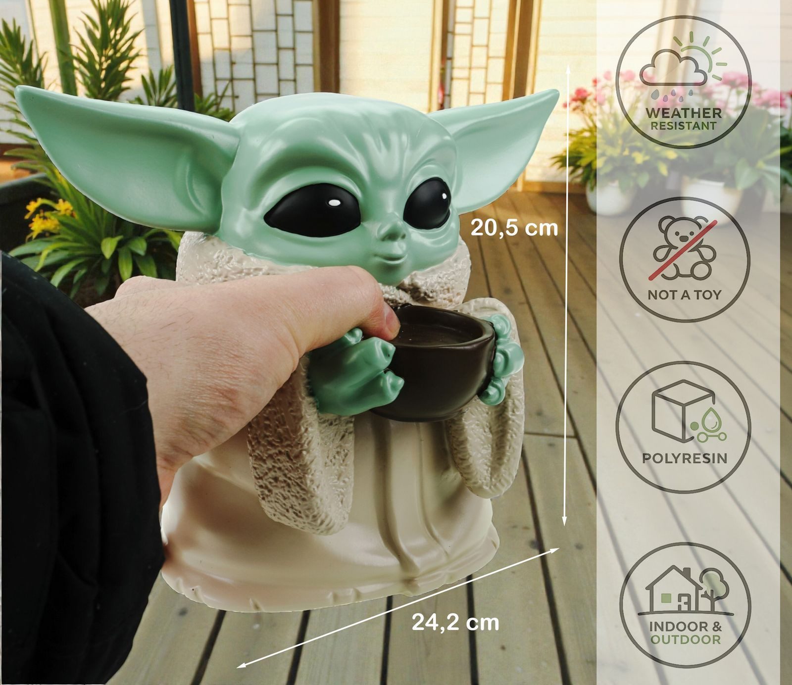Disney Gartenfigur Grogu Baby Yoda 24x21cm Offiziell lizenzierte Disney Star Wars Figur