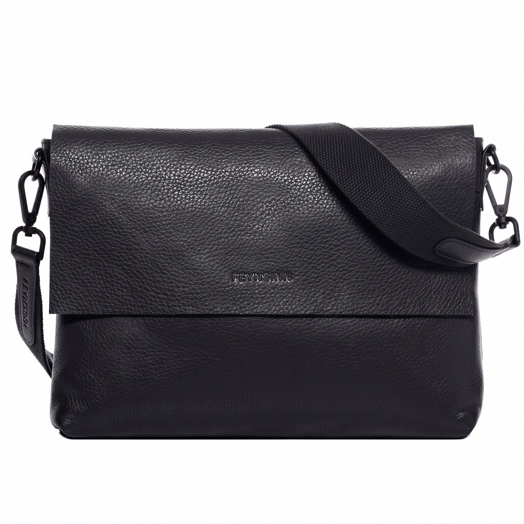 FEYNSINN Umhängetasche echt Leder Umhängetasche LINNEA groß Schwarz, Schultertasche Echtleder für Damen, Crossbody bag mit Reißverschluss