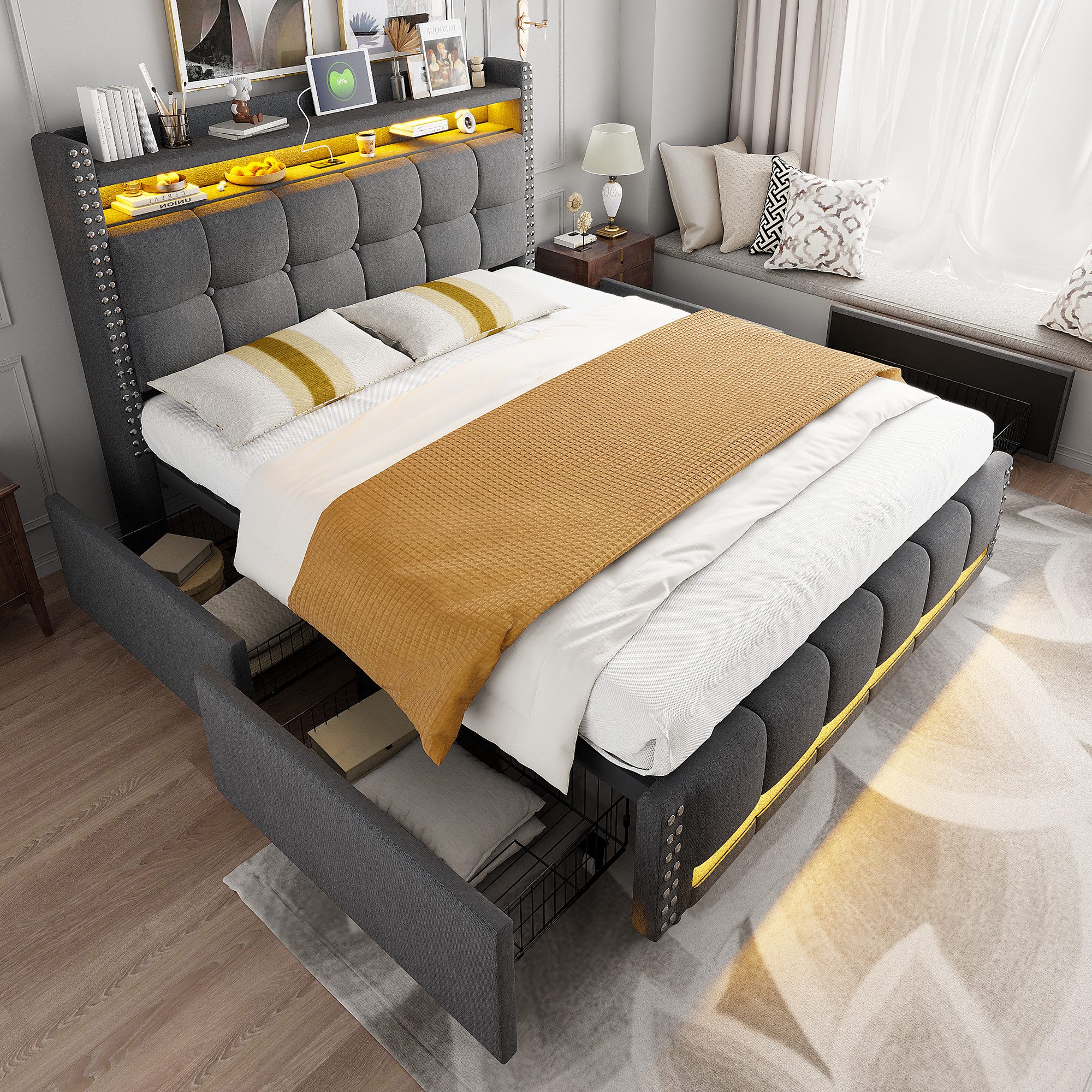 HAUSS SPOLE Polsterbett 160x200 mit LED-Beleuchtung, günstig online kaufen