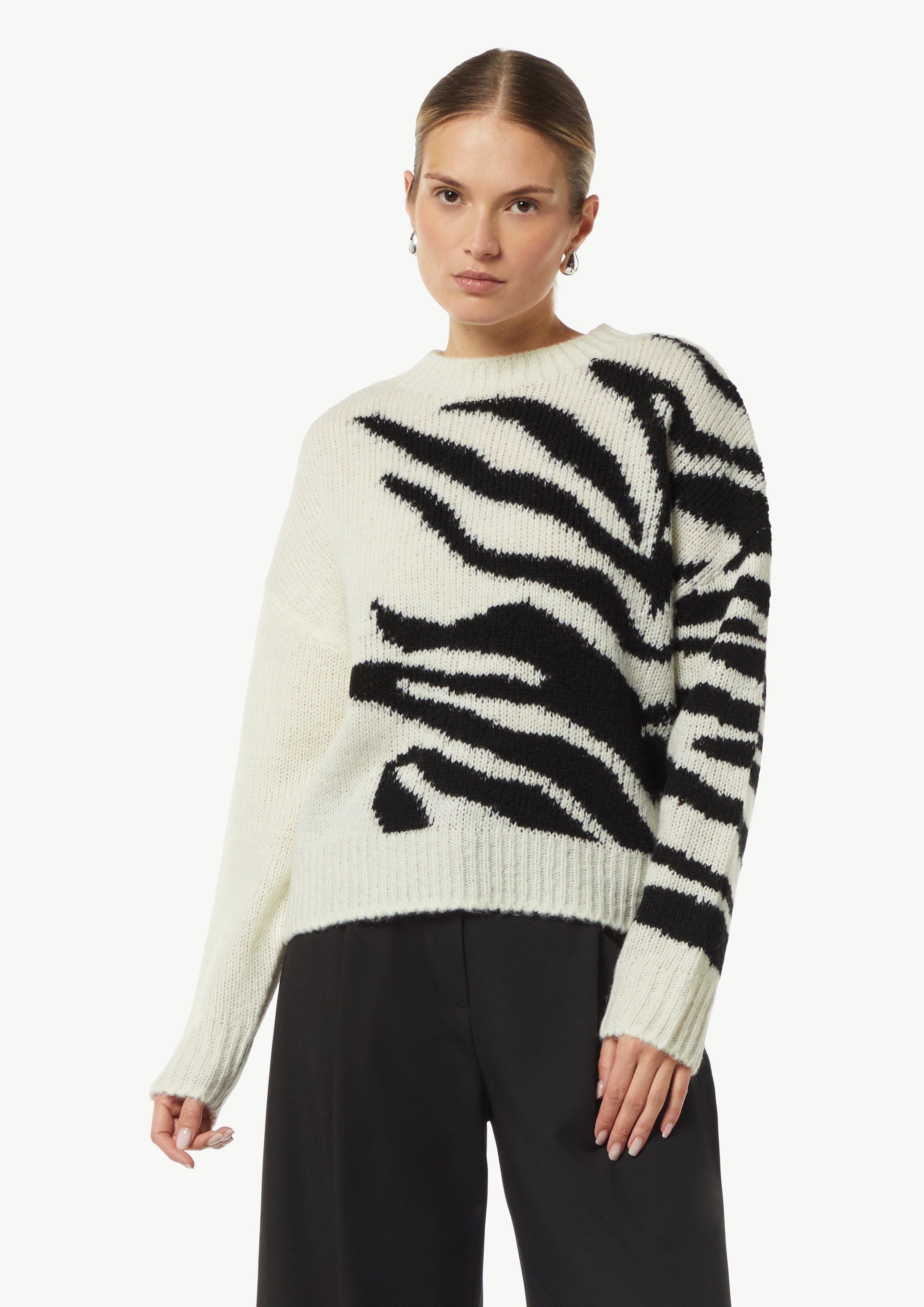 Langarmshirt Strickpullover mit Intarsien
