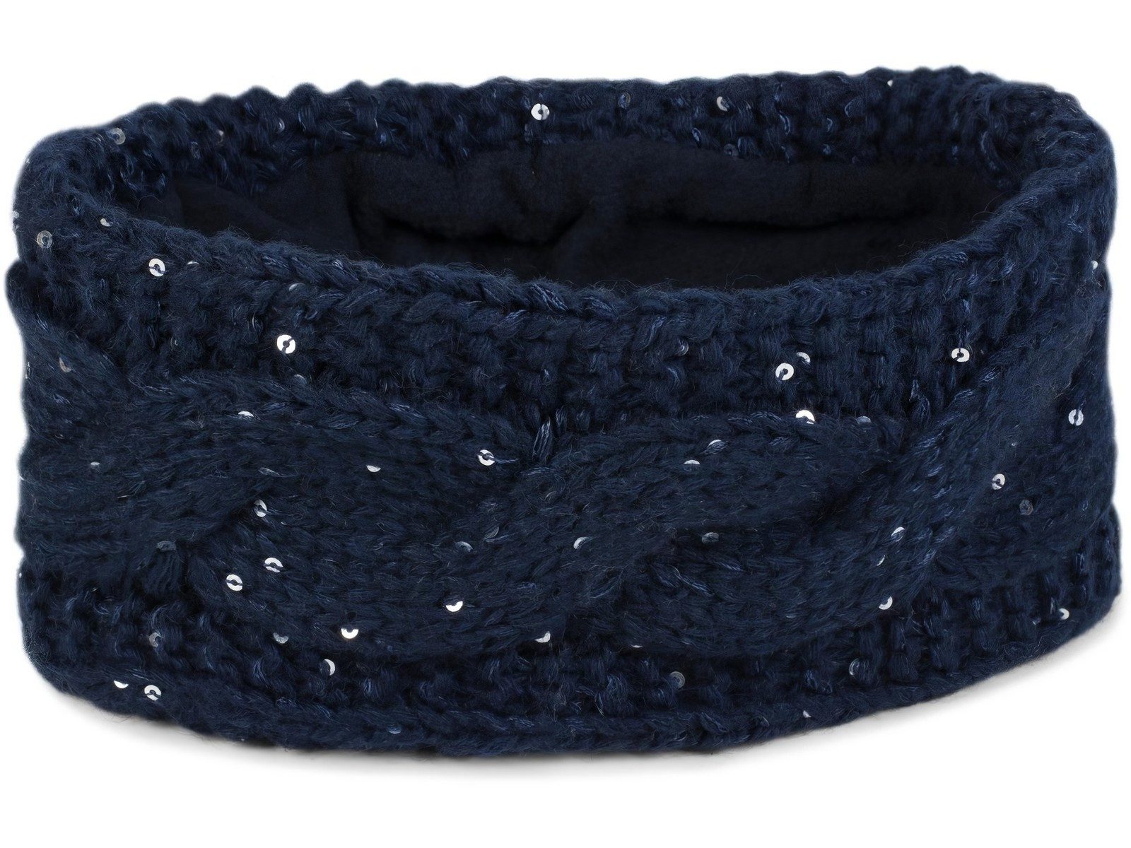 Stirnband Grobstrick Stirnband mit Pailletten