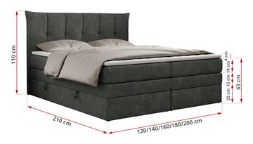 MKS MÖBEL Boxspringbett PREMIUM 10 KING, Doppelmatratze, Polsterbett mit Bettkasten und Zwei Matratzen