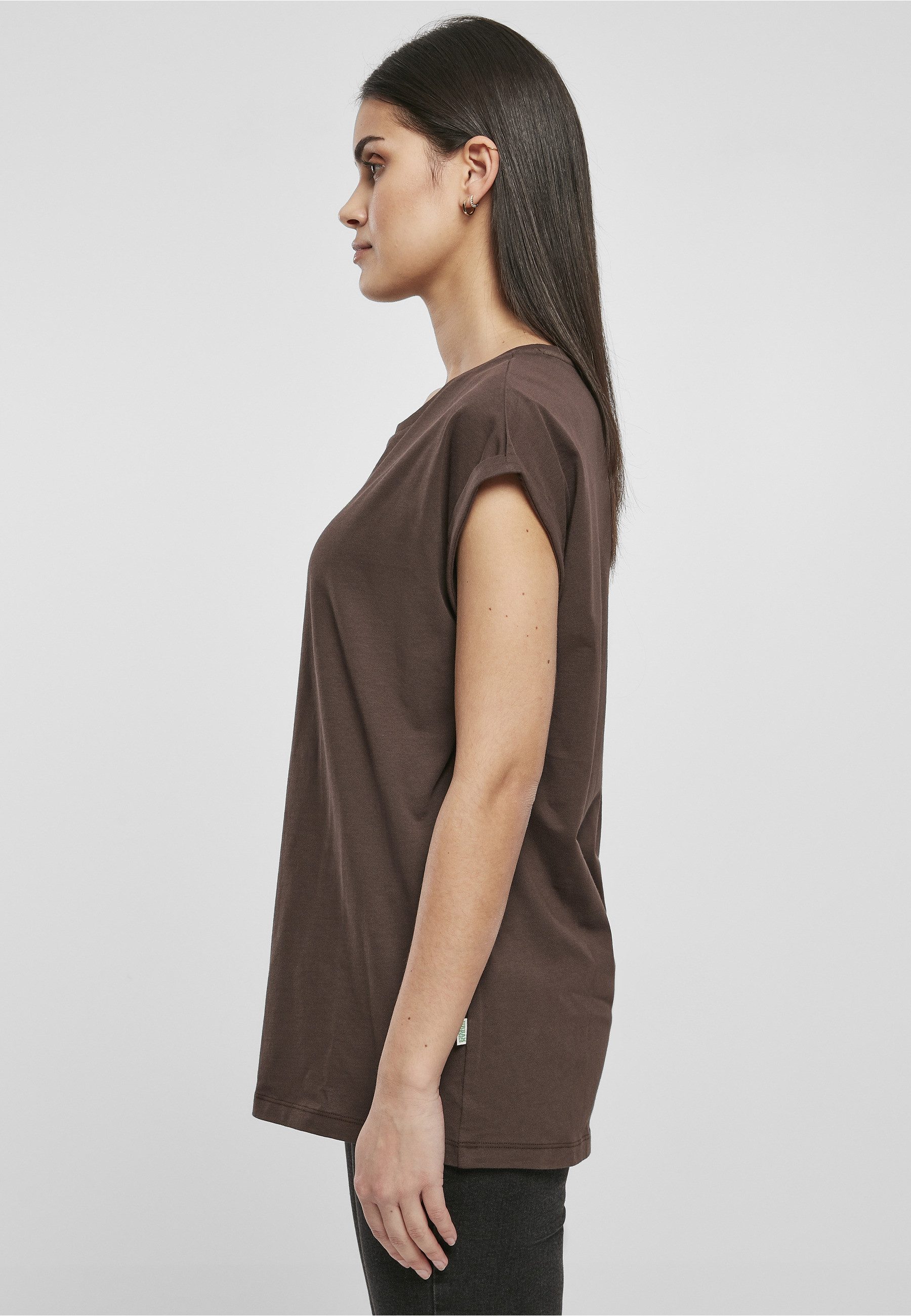 URBAN CLASSICS Kurzarmshirt Urban Classics Damen Ladies Organic Extended Shoulder Tee (1-tlg)