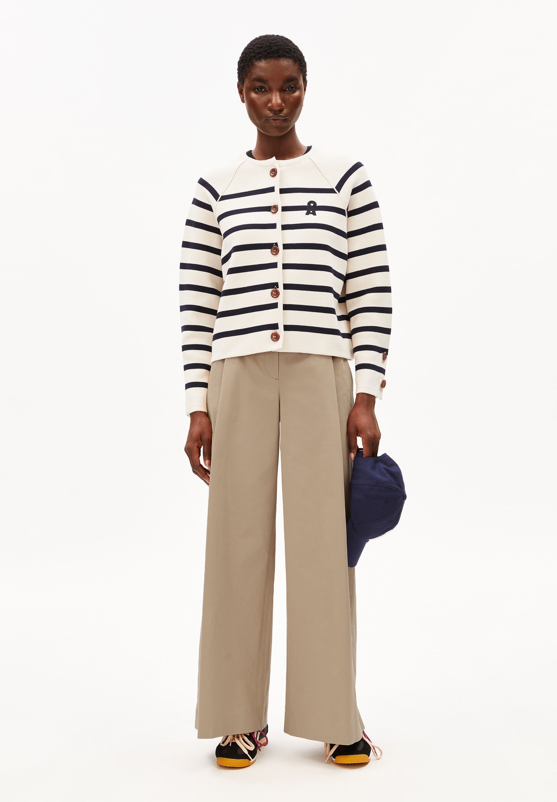 Armedangels Cardigan PLACED STRIPE Cardigan aus Bio-Baumwolle (Loose Fit)