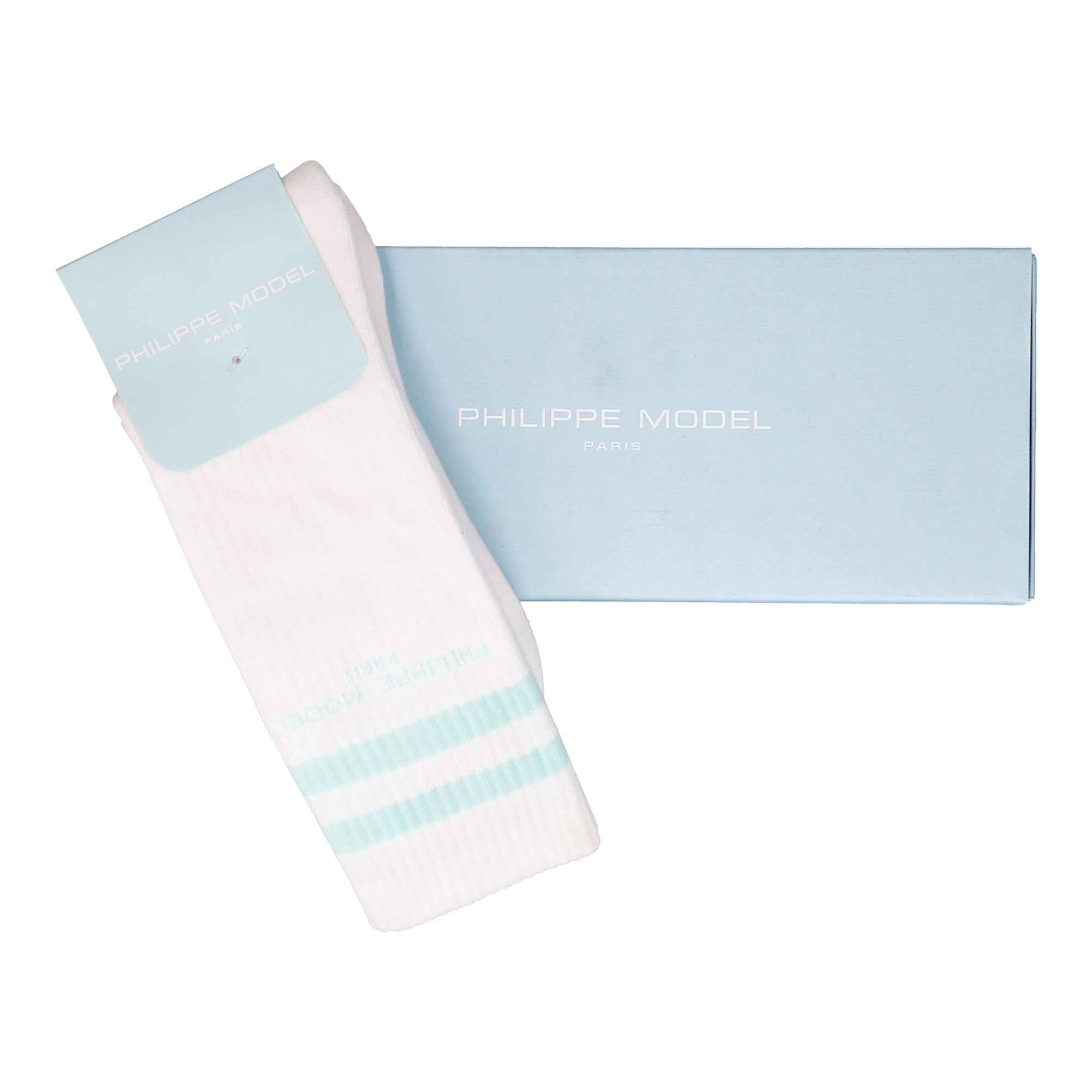 PHILIPPE MODEL Socken Philippe Model CHAUSSETTE ANTOINE, Socken & Strümpfe, Weiß / Hellblau