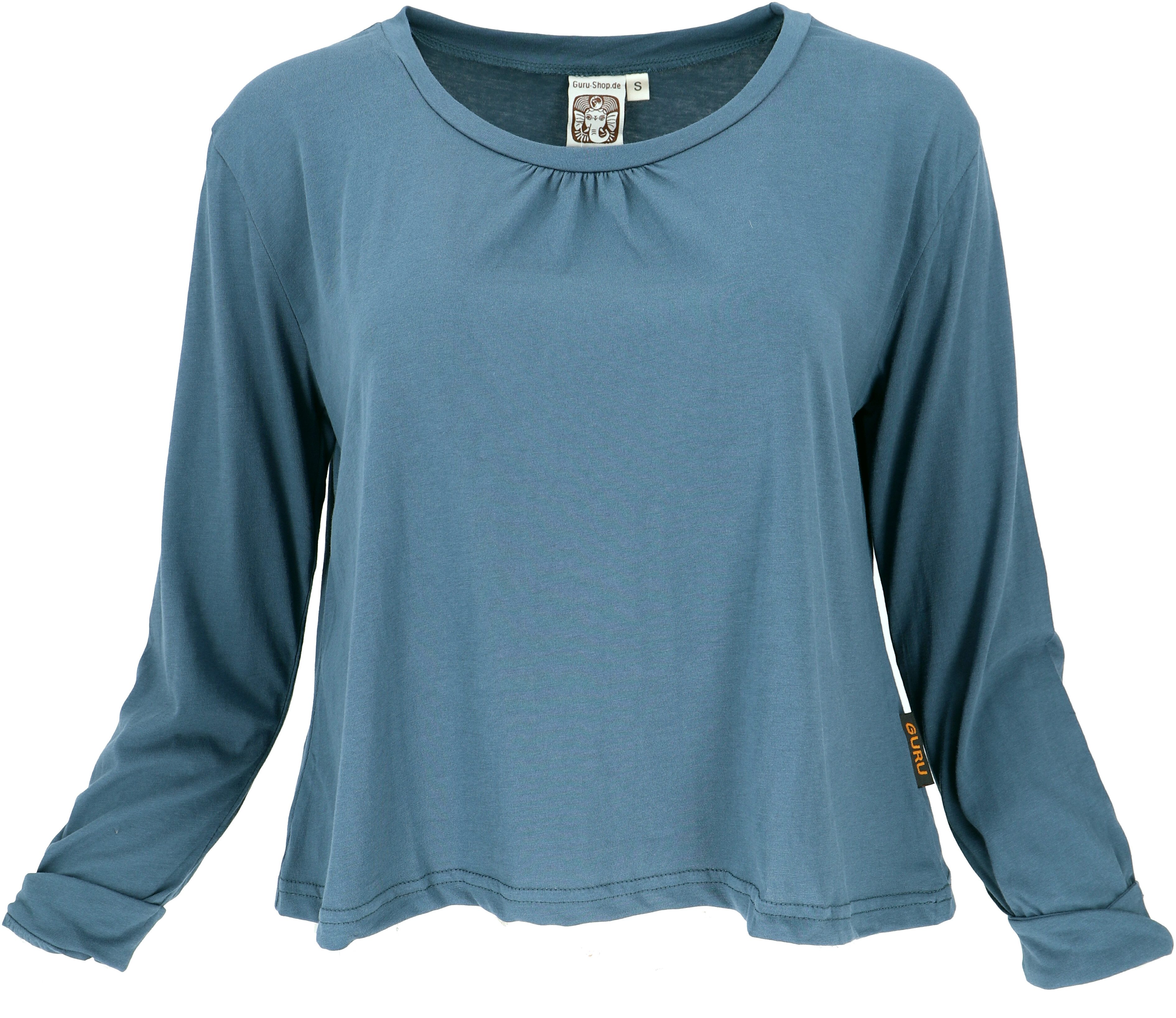 Guru-Shop Longsleeve Einfarbiges Basic Shirt, lockeres günstig online kaufen