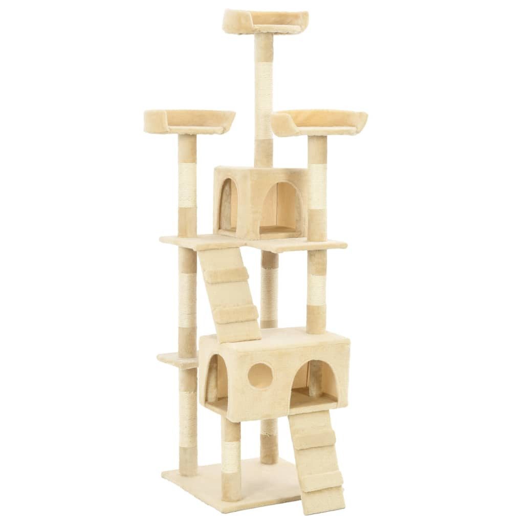 vidaXL Kratzbaum, Katzenbaum mit Sisal-Säulen 170 cm Beige