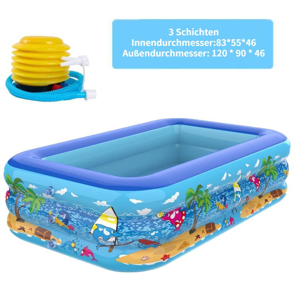 Blusmart Planschbecken Aufblasbarer Pool, (Kinderpool,Kinder Planschbecken, Cartoon-Verdickungs-Schwimmbecken), Für Kleinkinder, Kinderbecken