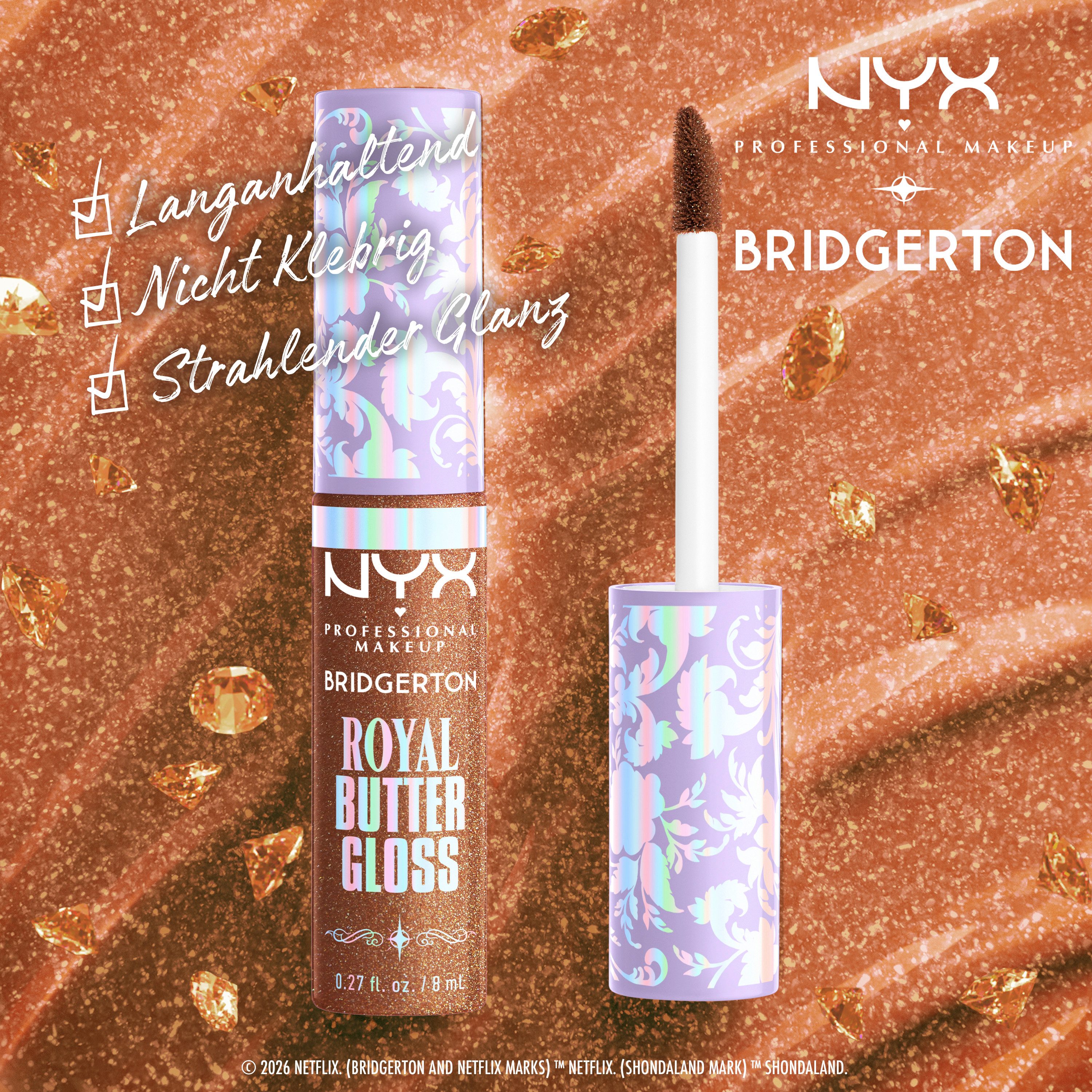 NYX PROFESSIONAL MAKEUP Schmink-Set BRIDGERTON ROYAL TREASURES LIP KIT, 2-tlg., Royal Butter Gloss und Royal Lip Liner – Bild 4 von 5