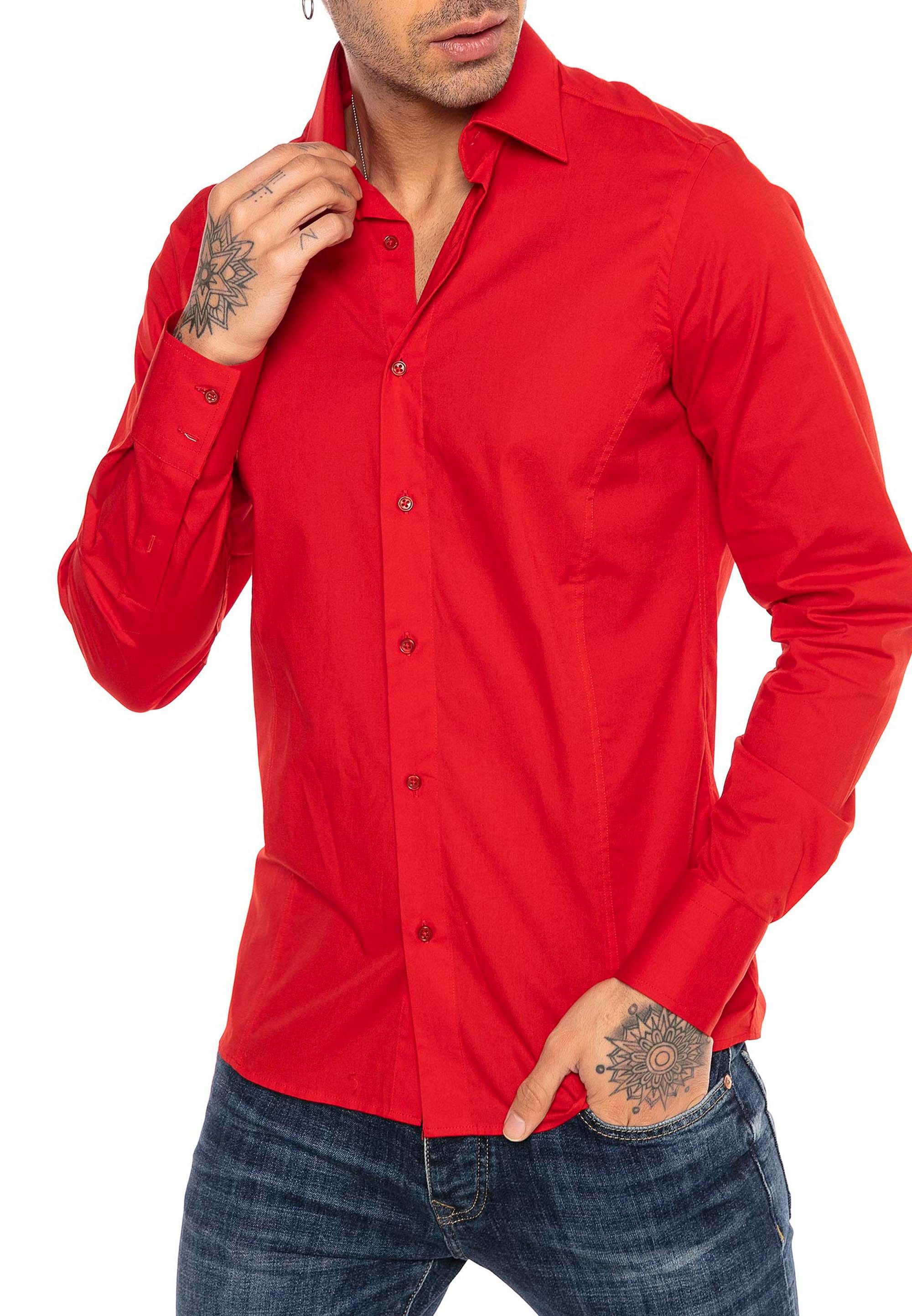 RedBridge Langarmhemd in Slim Fit – Kentkragen, Unifarben, Eleganter & Zeit günstig online kaufen