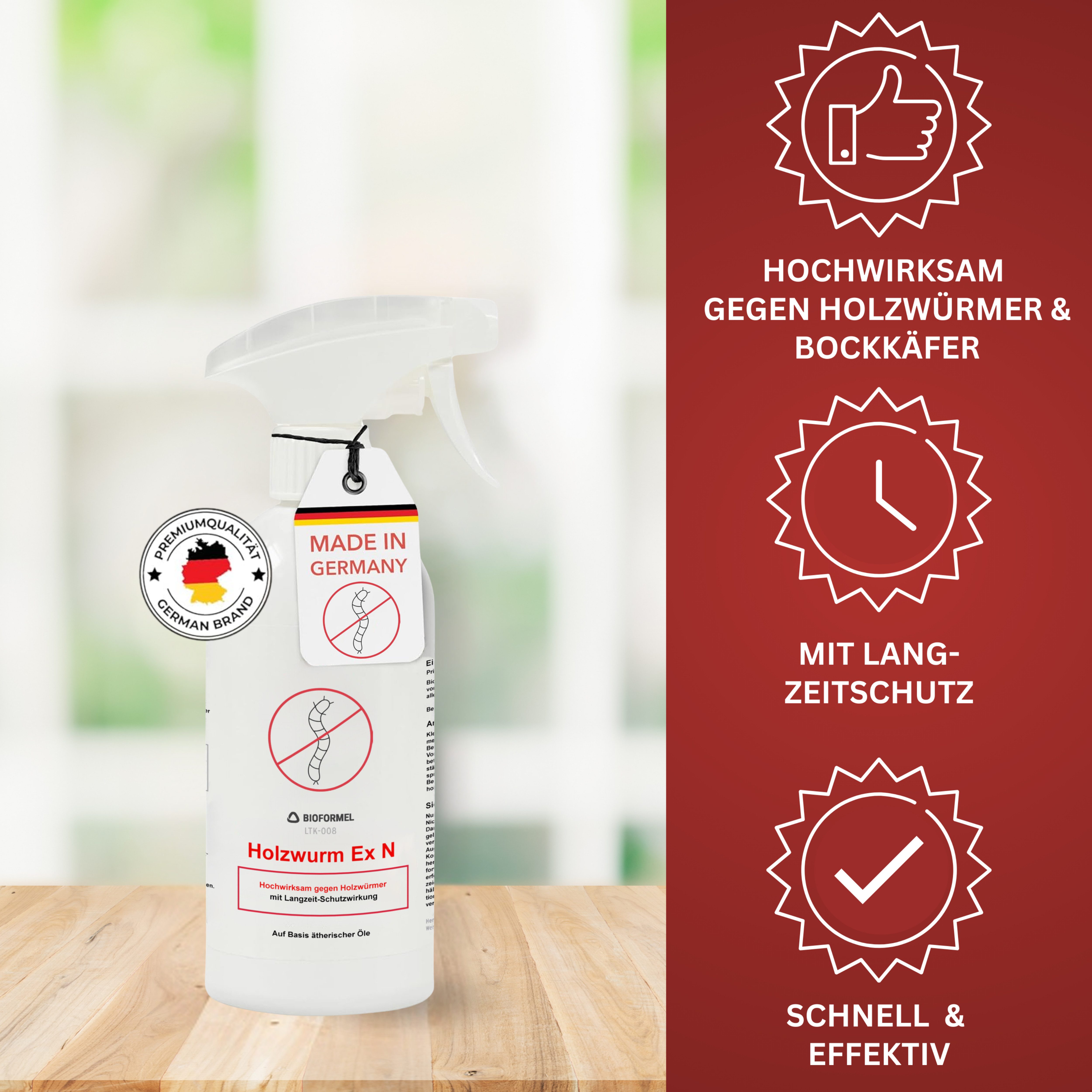 LTK-008 Biodelta Insektenspray Holzwurmspray N, 1 l, Sprühflasche oder Kanister, 500 ml