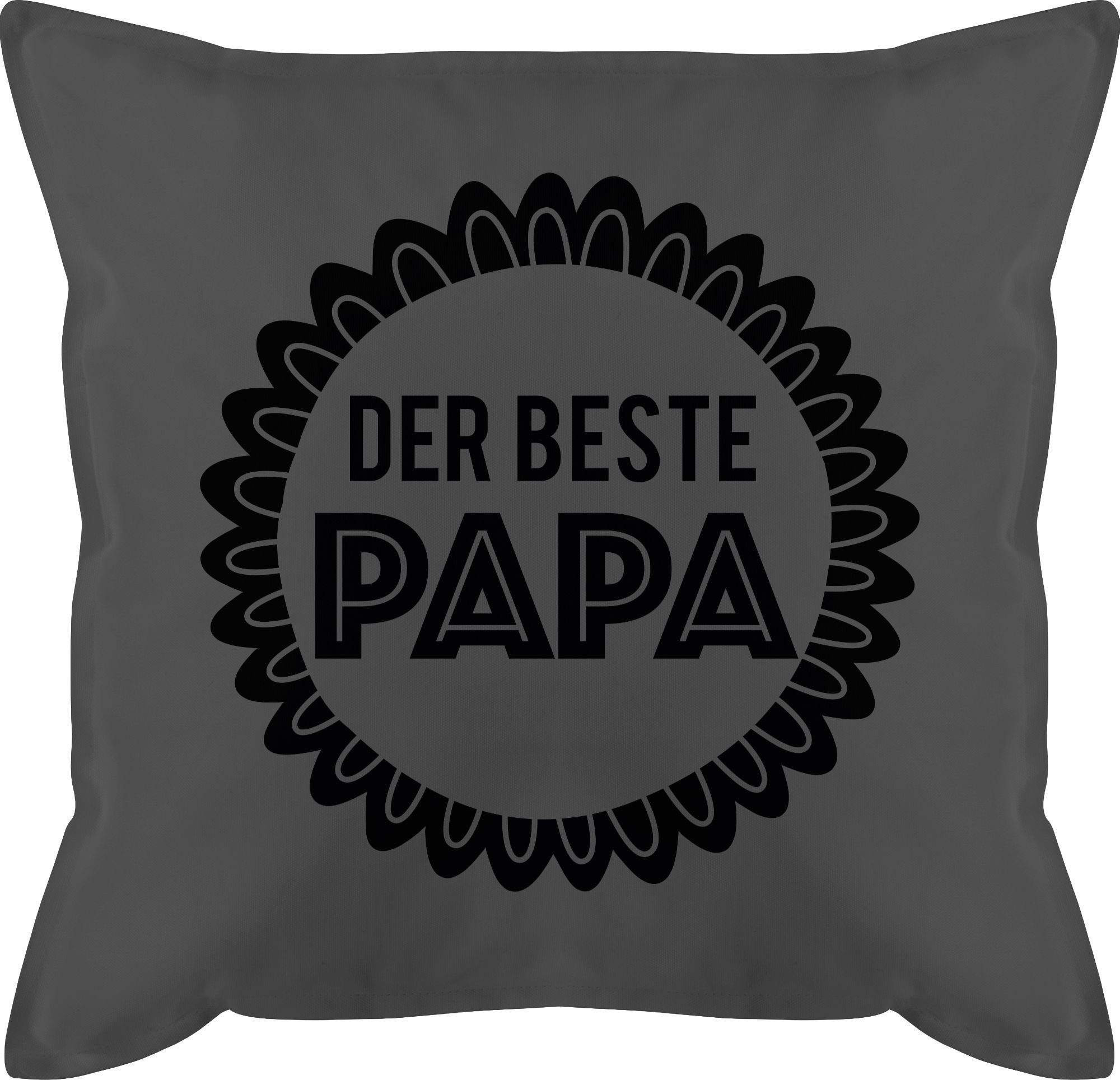 Shirtracer Dekokissen Der beste Papa schwarz, Vatertagsgeschenk Kissen 1 Grau