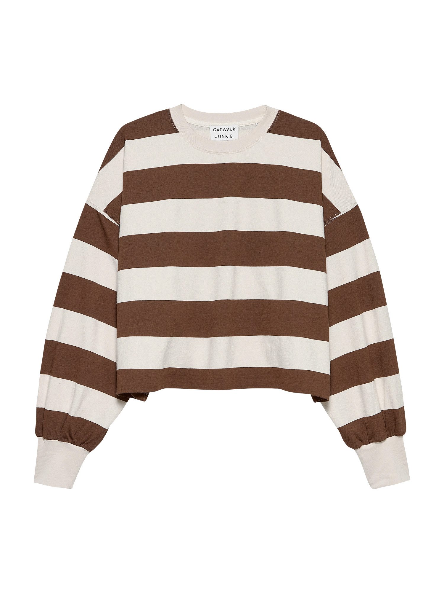 Catwalk Junkie Sweatshirt Oversized striped long sleeve - Streifenshirt braun