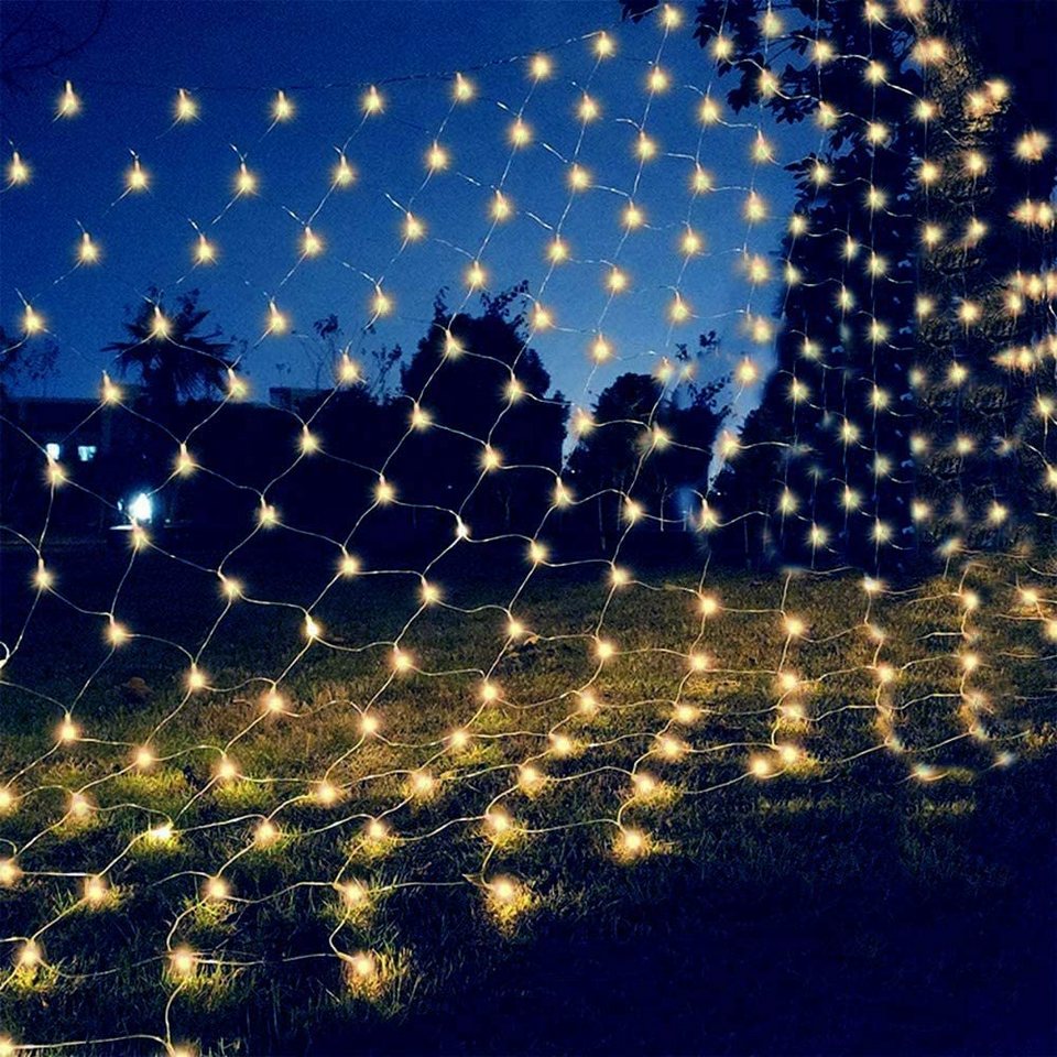 LED Lichterkette aussen warmweiß Sterne Lichtervorhang Weihnachten lichternetz