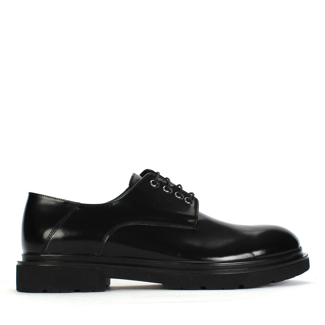 Celal Gültekin Leder Derby Plateau Business Herren Schnürschuh Glanzleder Derby, Echtleder-Futter, Schwarz, 39